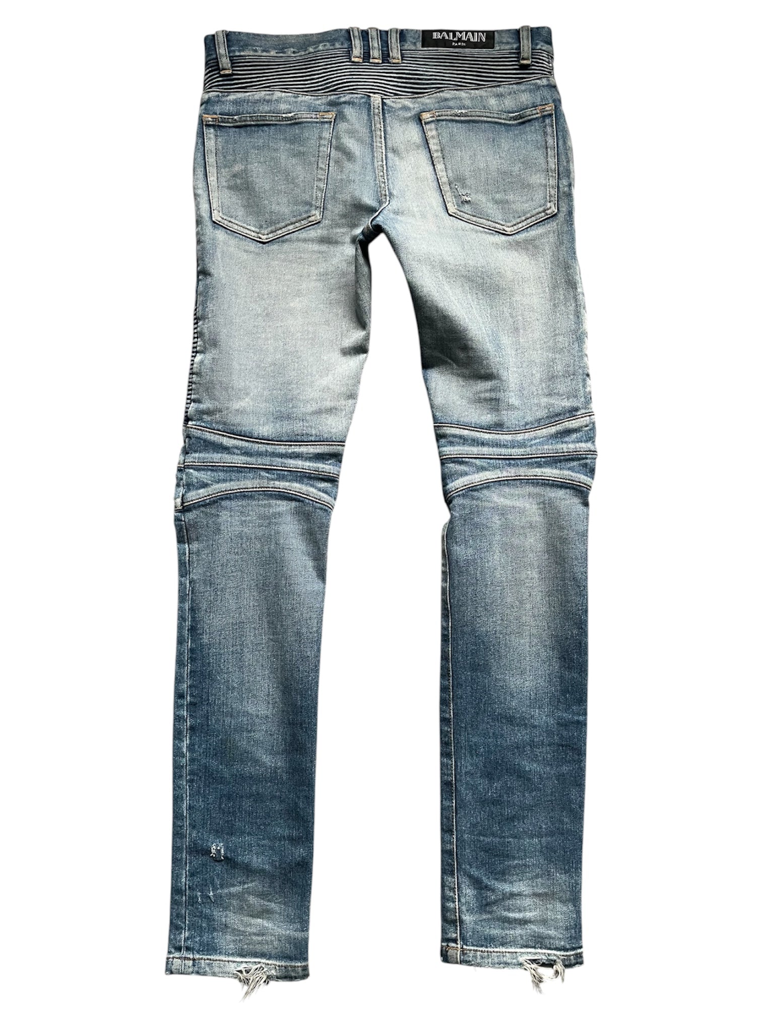 Balmain Biker Distressed Denim Pants
