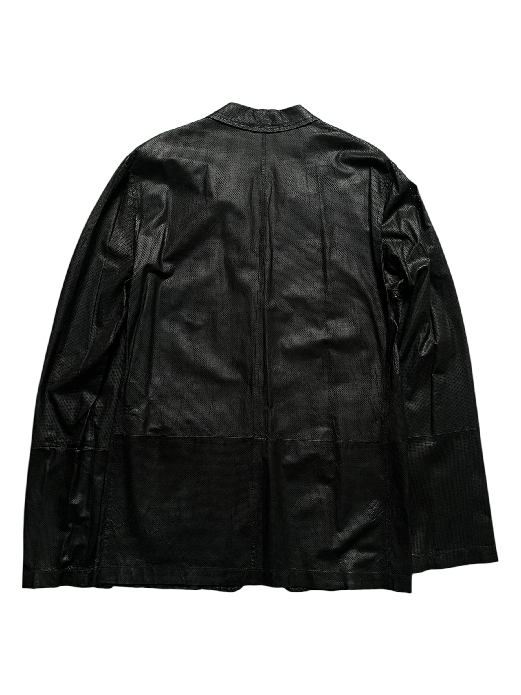 Ann Demeulemeester perforated lambskin blazer with a tailored fit and stylish perforated detailing.