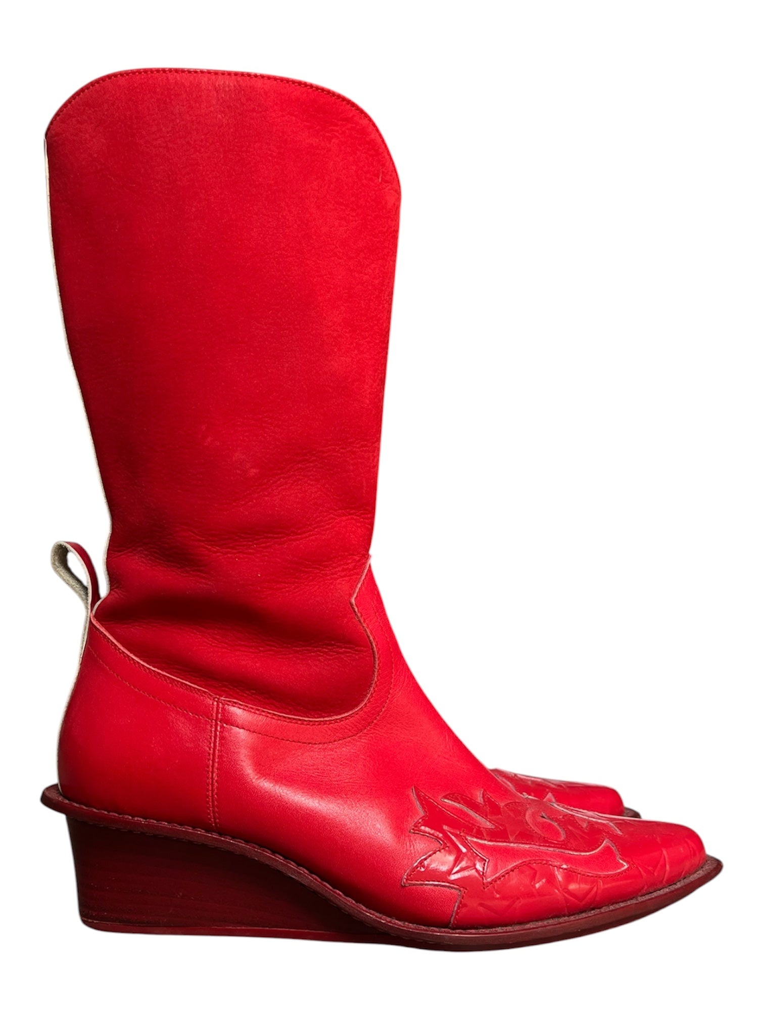 Undercover AW00 "Melting Pot" Red Western Boots