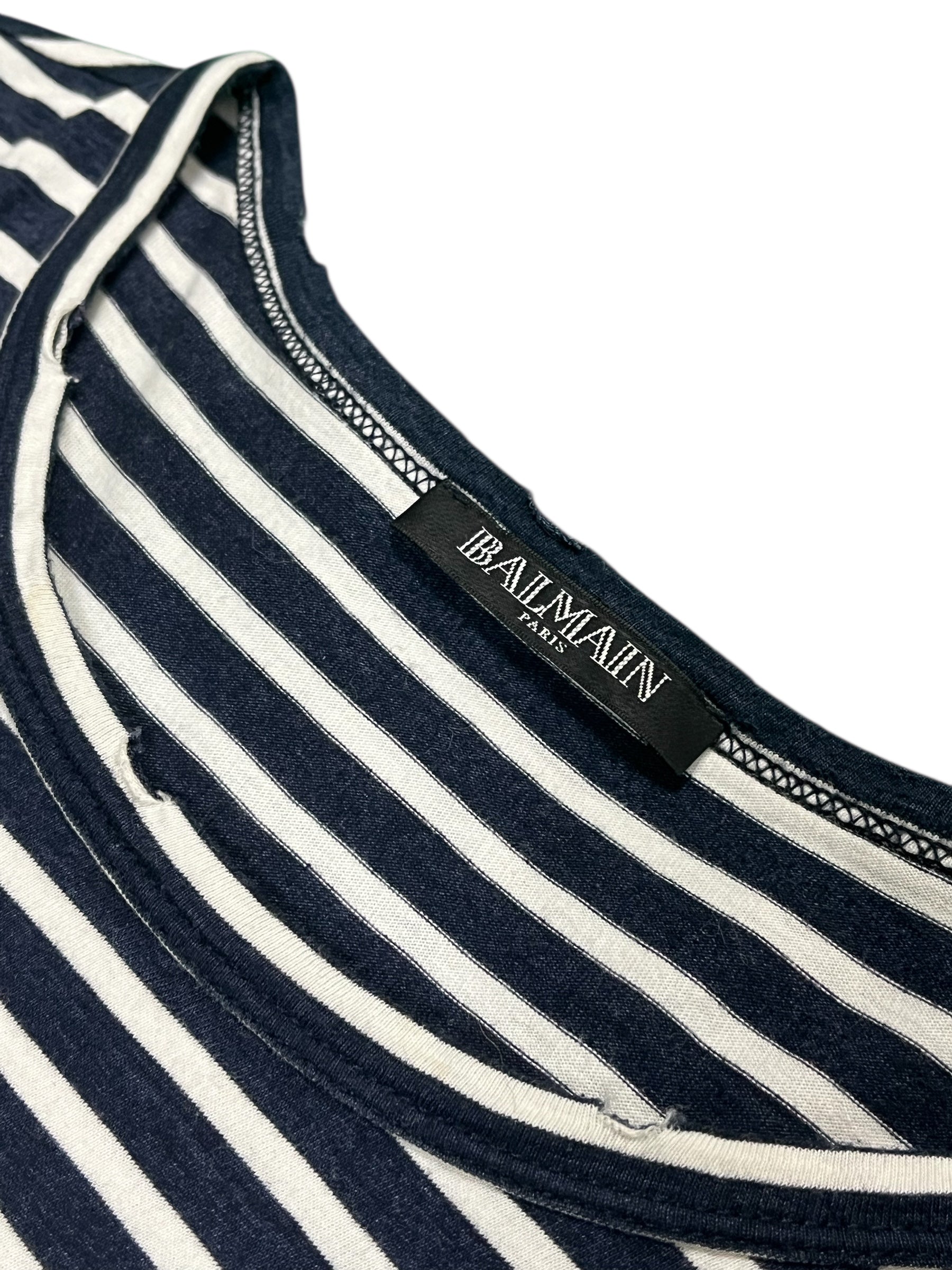 Balmain Descarnin Era striped long sleeve T-shirt featuring bold horizontal stripes and a classic crew neckline.