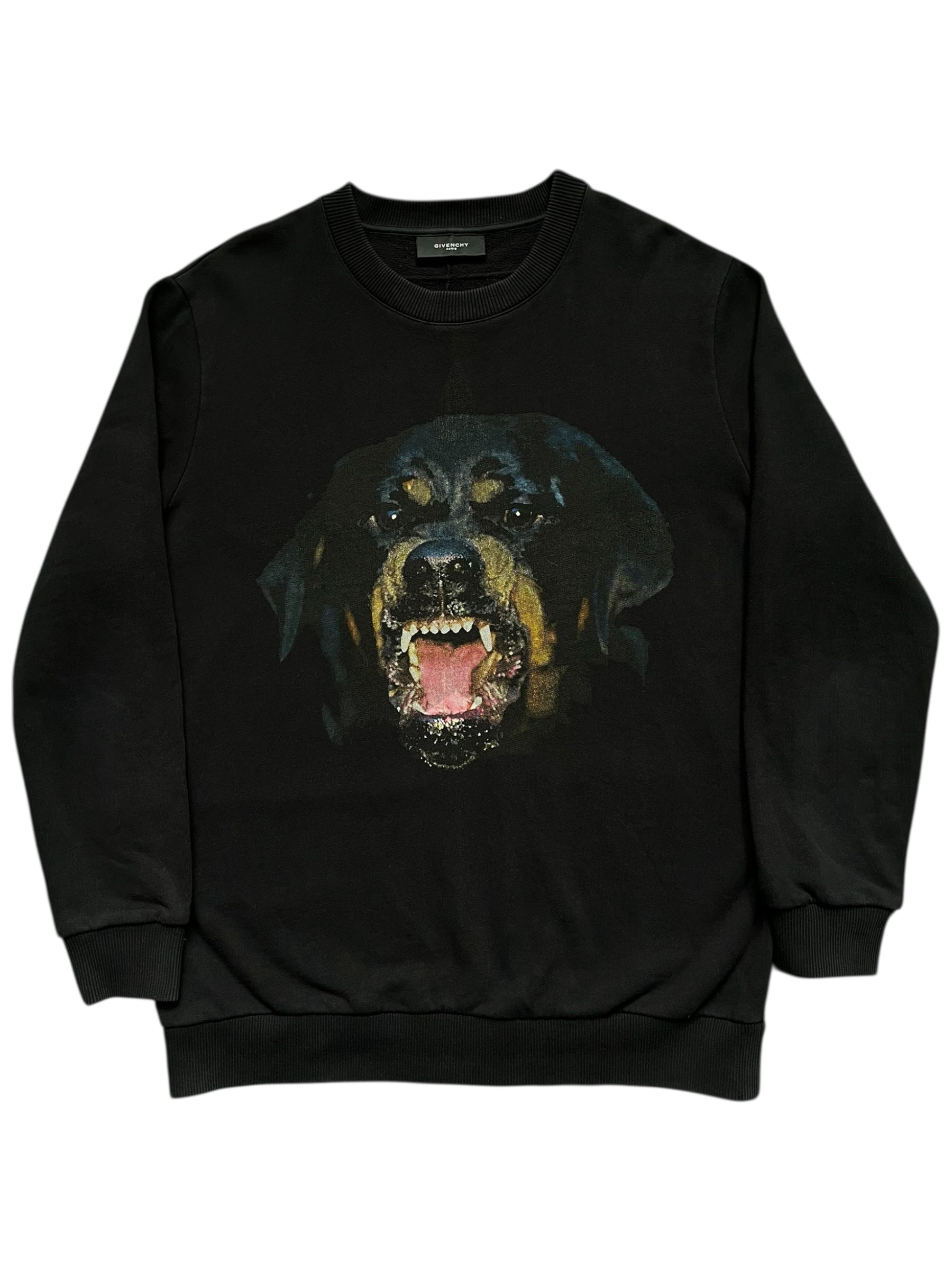 Givenchy FW12 black Rottweiler crewneck sweatshirt with graphic Rottweiler design on the front.