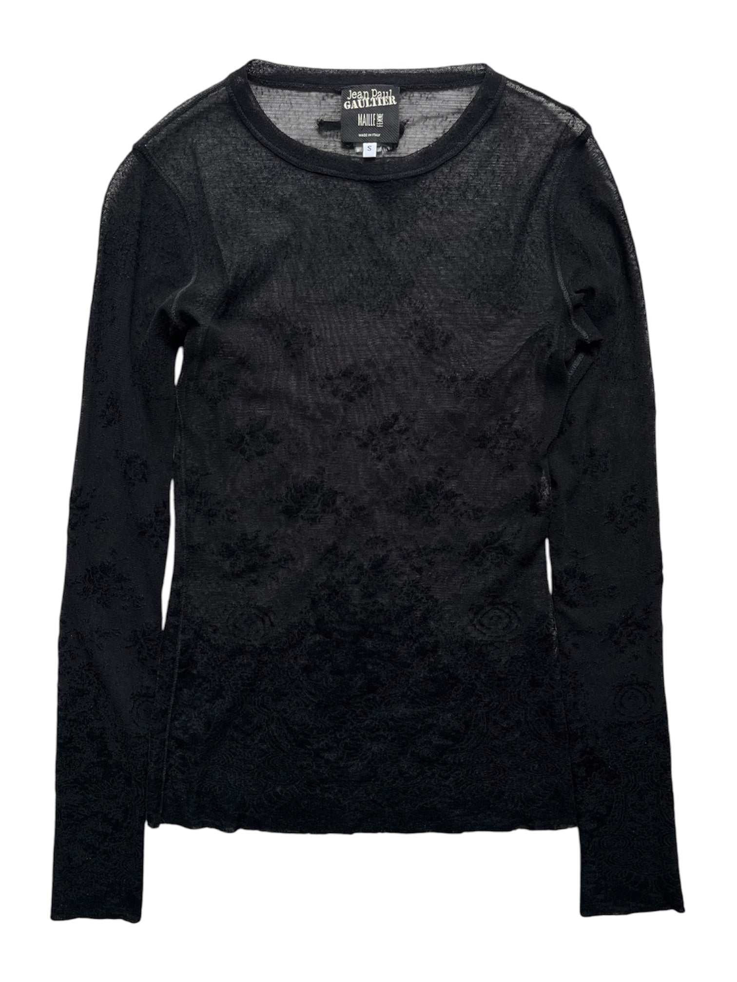 Jean Paul Gaultier 00's Black Floral Sheer Mesh Top