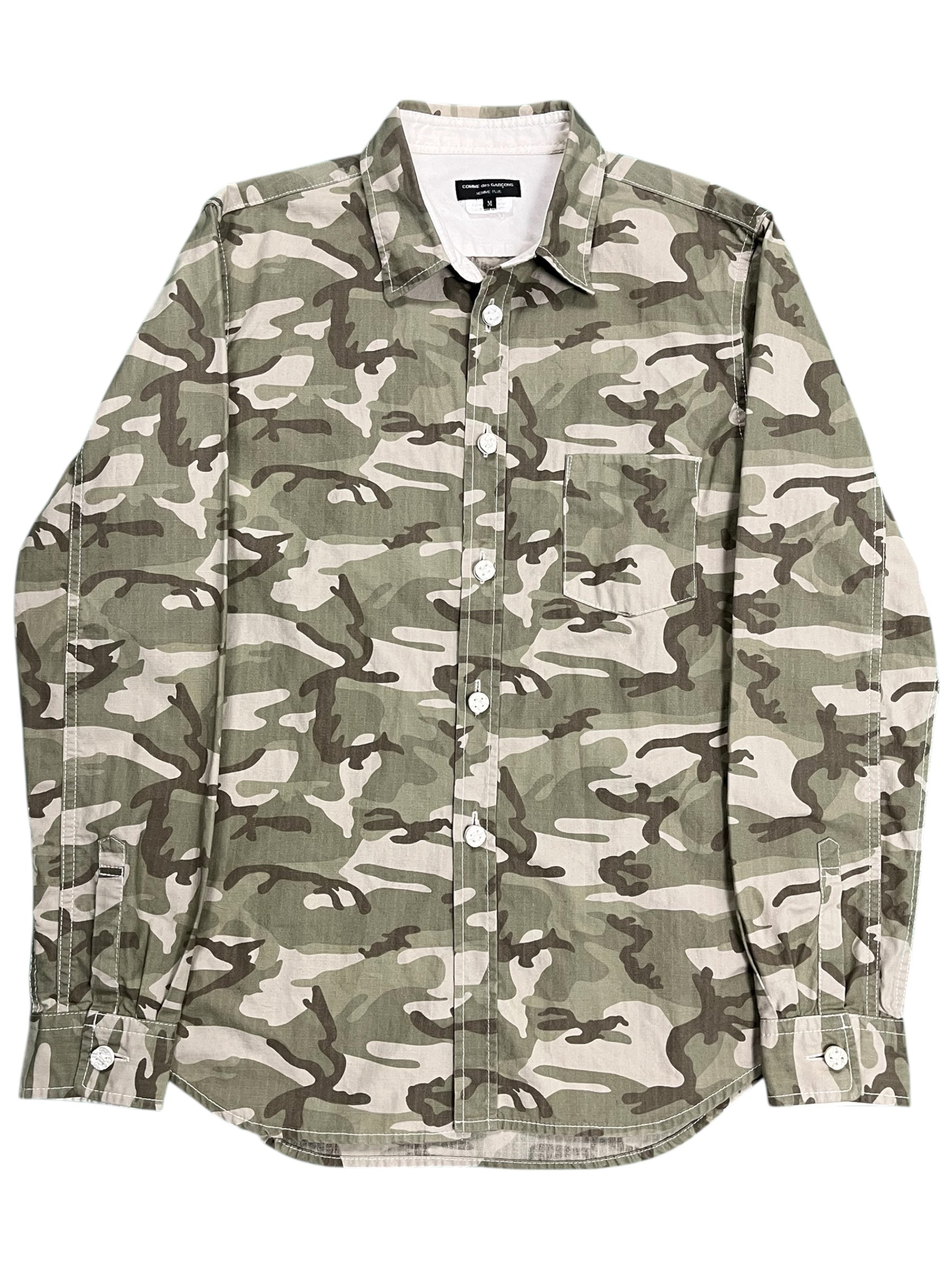 Comme des Garçons Homme Plus AW11 Ripstop Camo Shirt with military-style camouflage pattern and durable fabric.