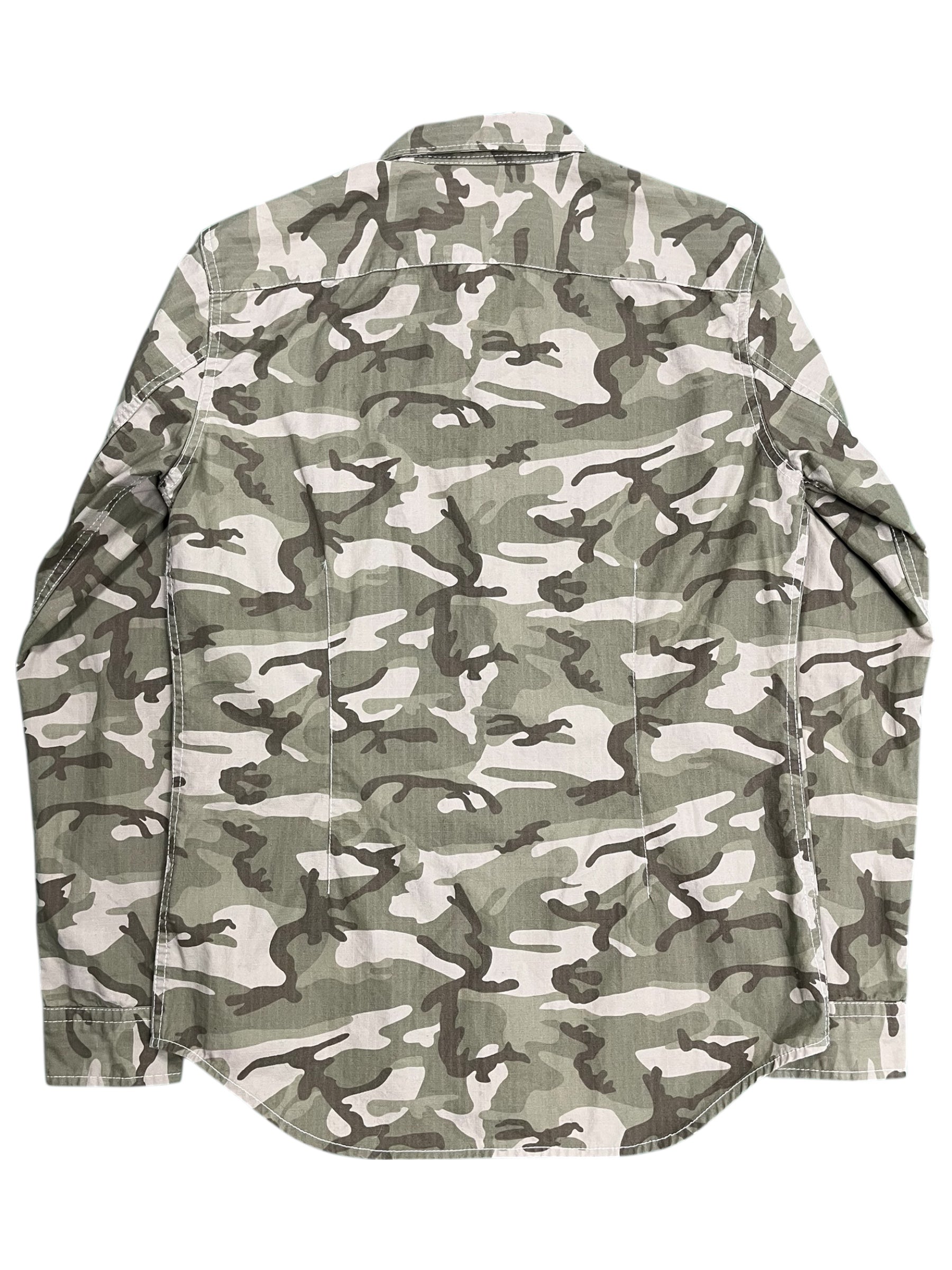 Comme des Garçons Homme Plus AW11 Ripstop Camo Shirt with military-style camouflage pattern and lightweight fabric.