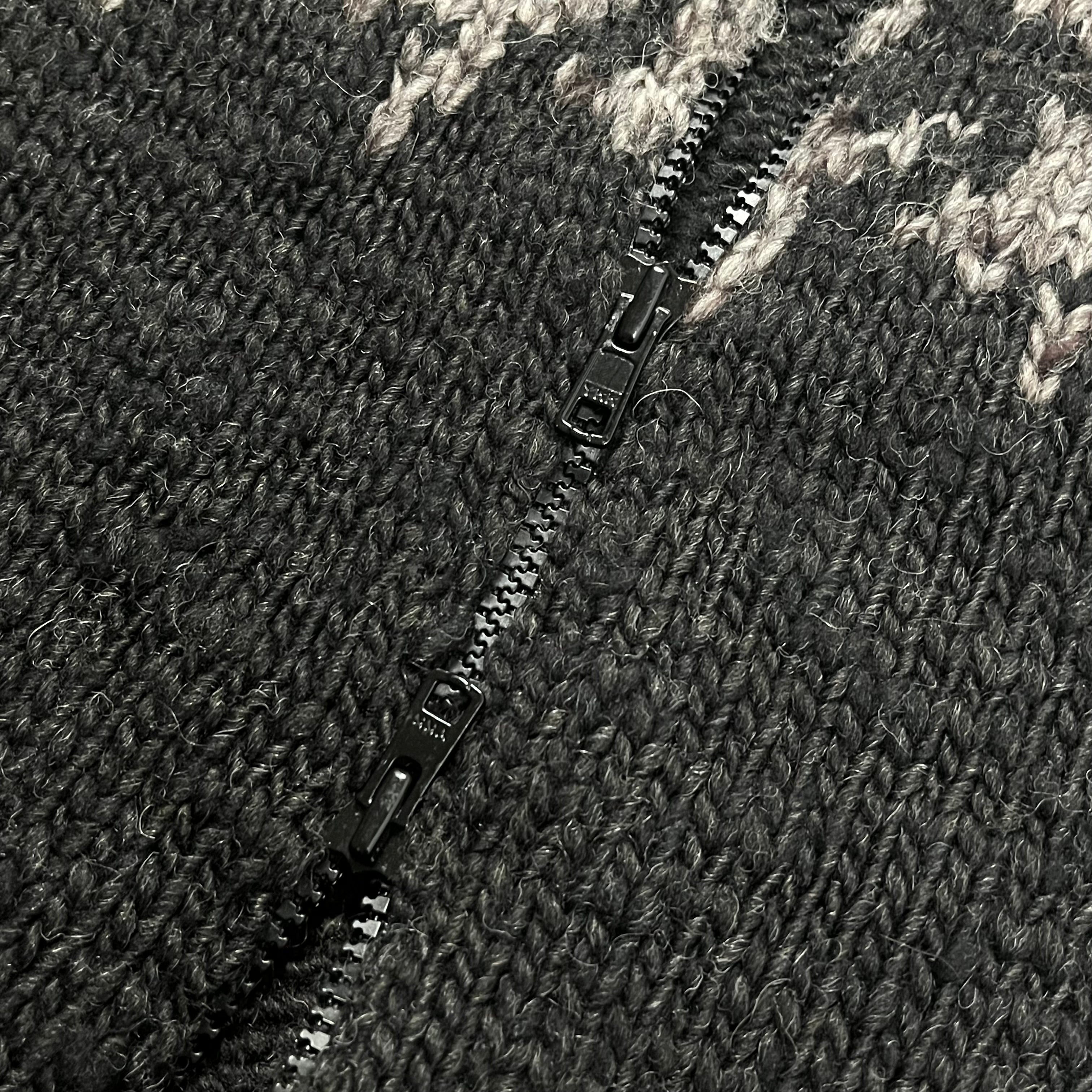 Yohji Yamamoto AW10 Cowichan Knit jacket shown in natural fiber with textured knit pattern and relaxed fit.