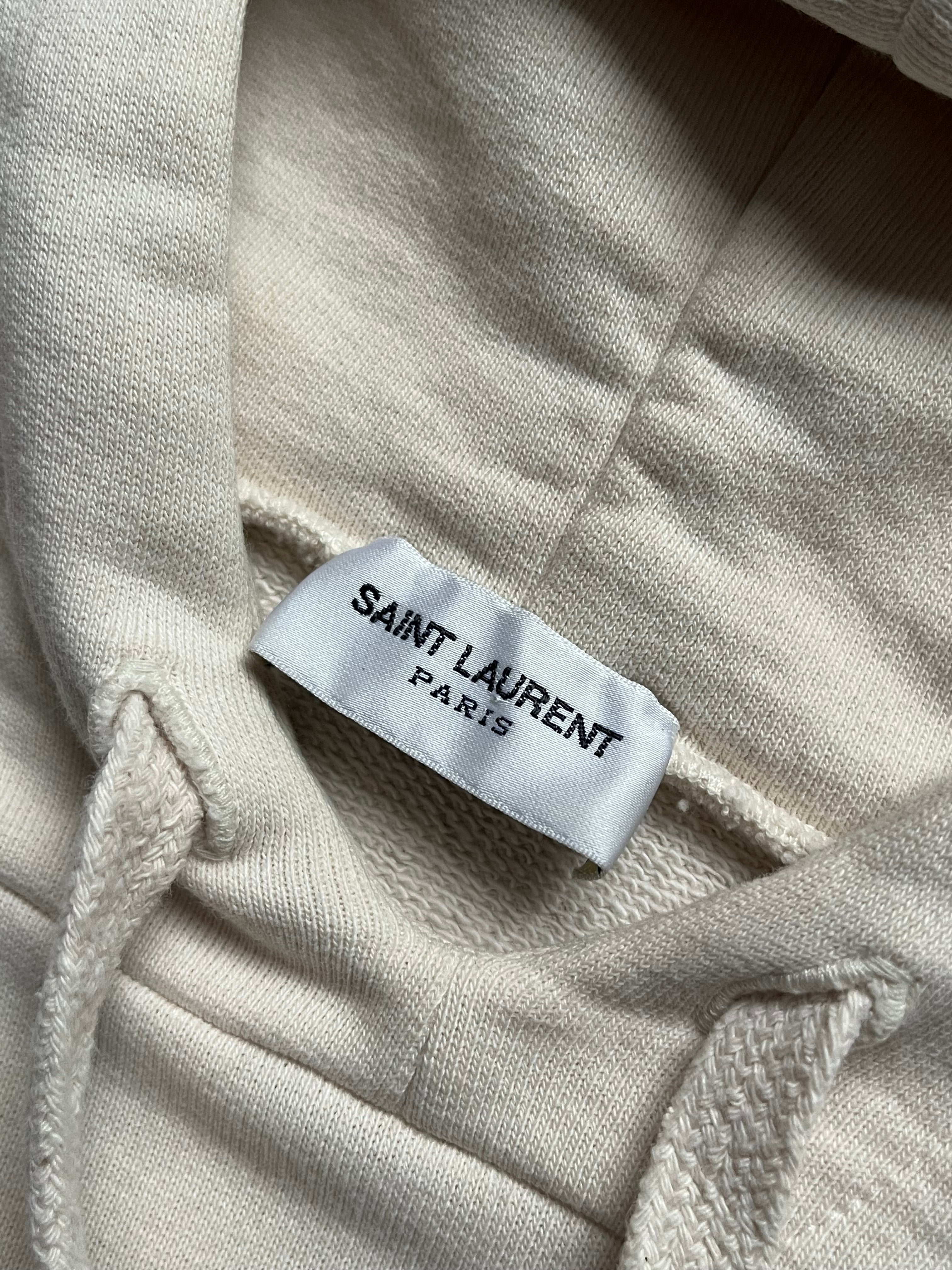 Saint Laurent SS17 Sunset Hoodie showing a relaxed fit with sunset-themed graphic design on soft fabric.