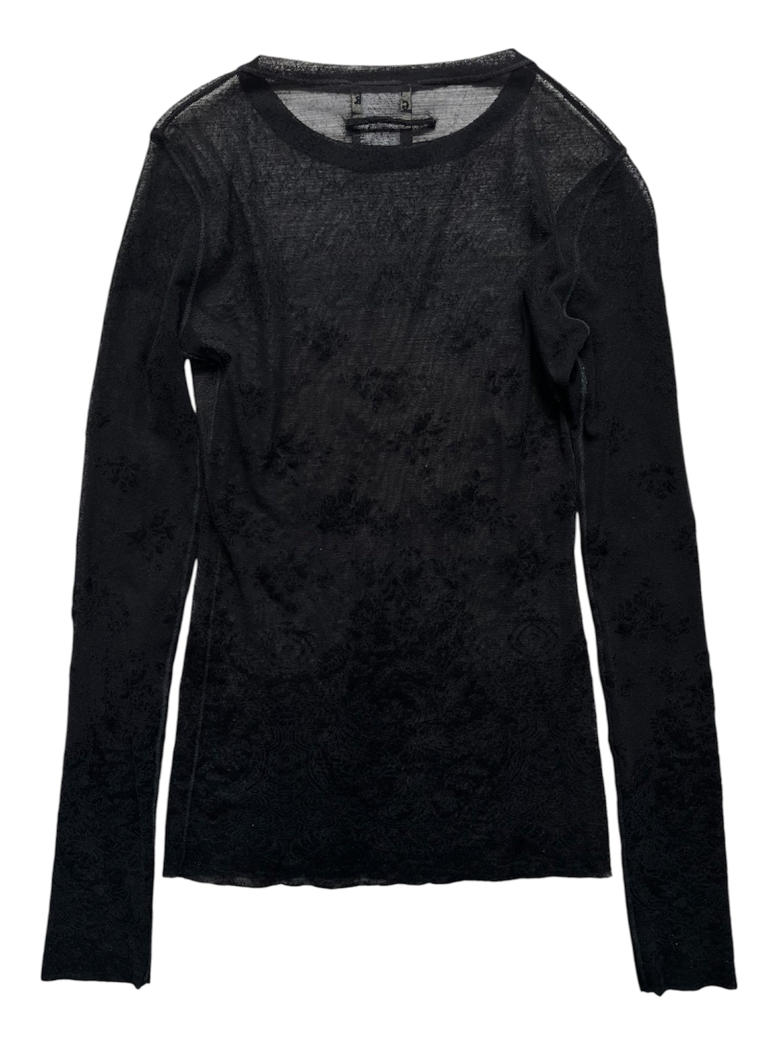 Jean Paul Gaultier 00's Black Floral Sheer Mesh Top