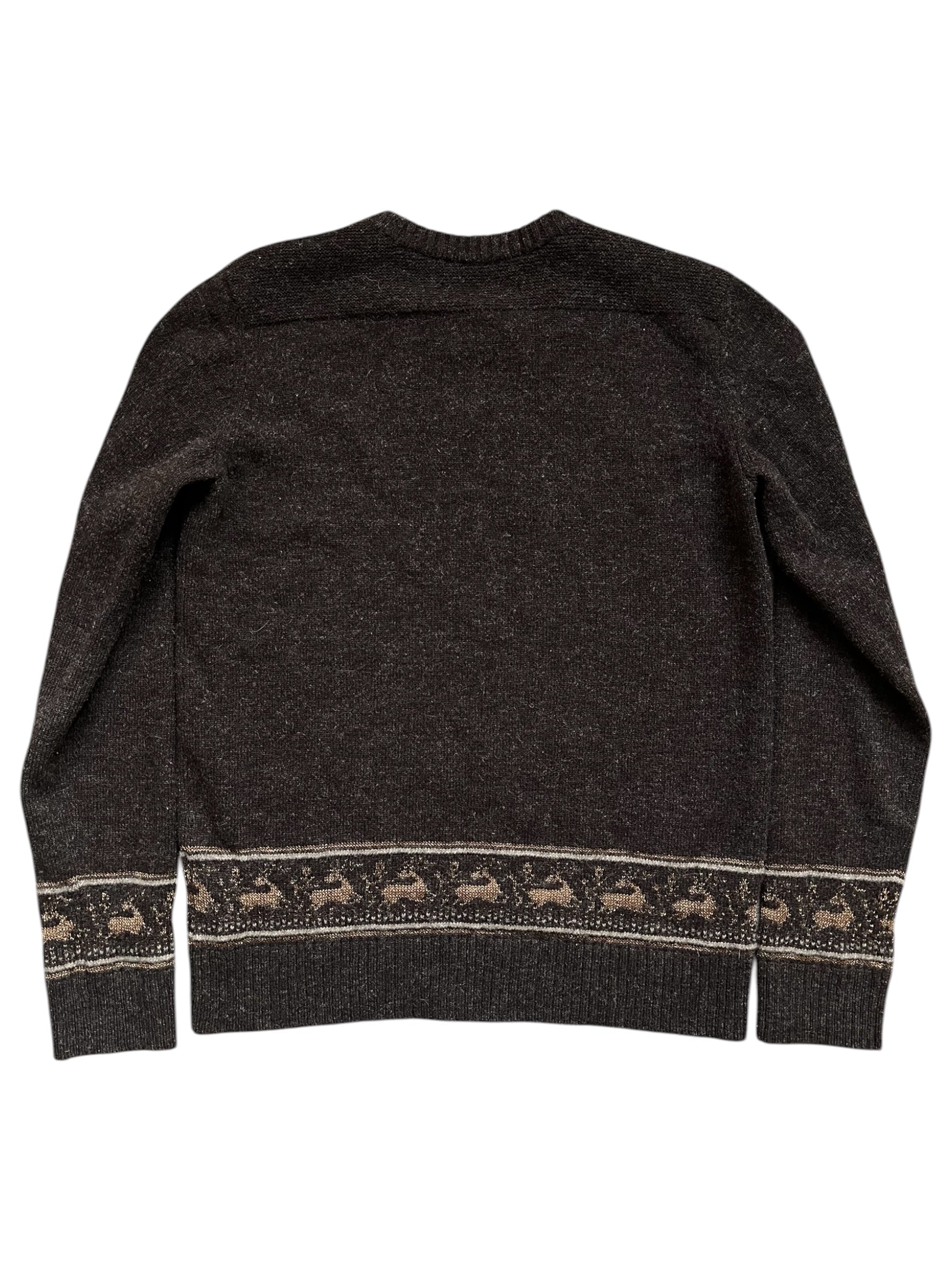 Number (N)ine AW02 “Nowhere Man” reindeer wool knit sweater, featuring detailed reindeer pattern and cozy knit texture.
