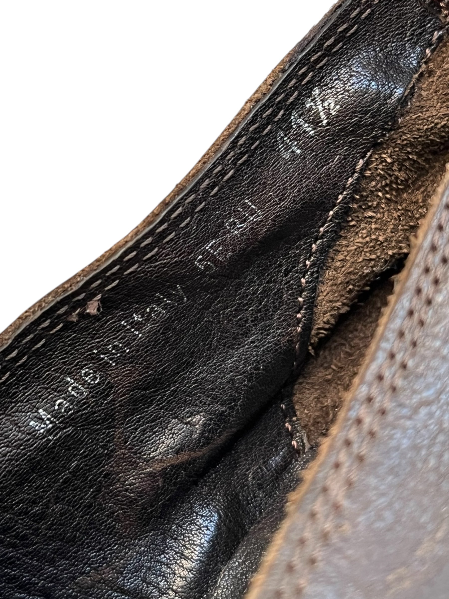 Dior SS05 brown calfskin loafers with sleek design and rounded toes, showcasing classic men's shoes style.
