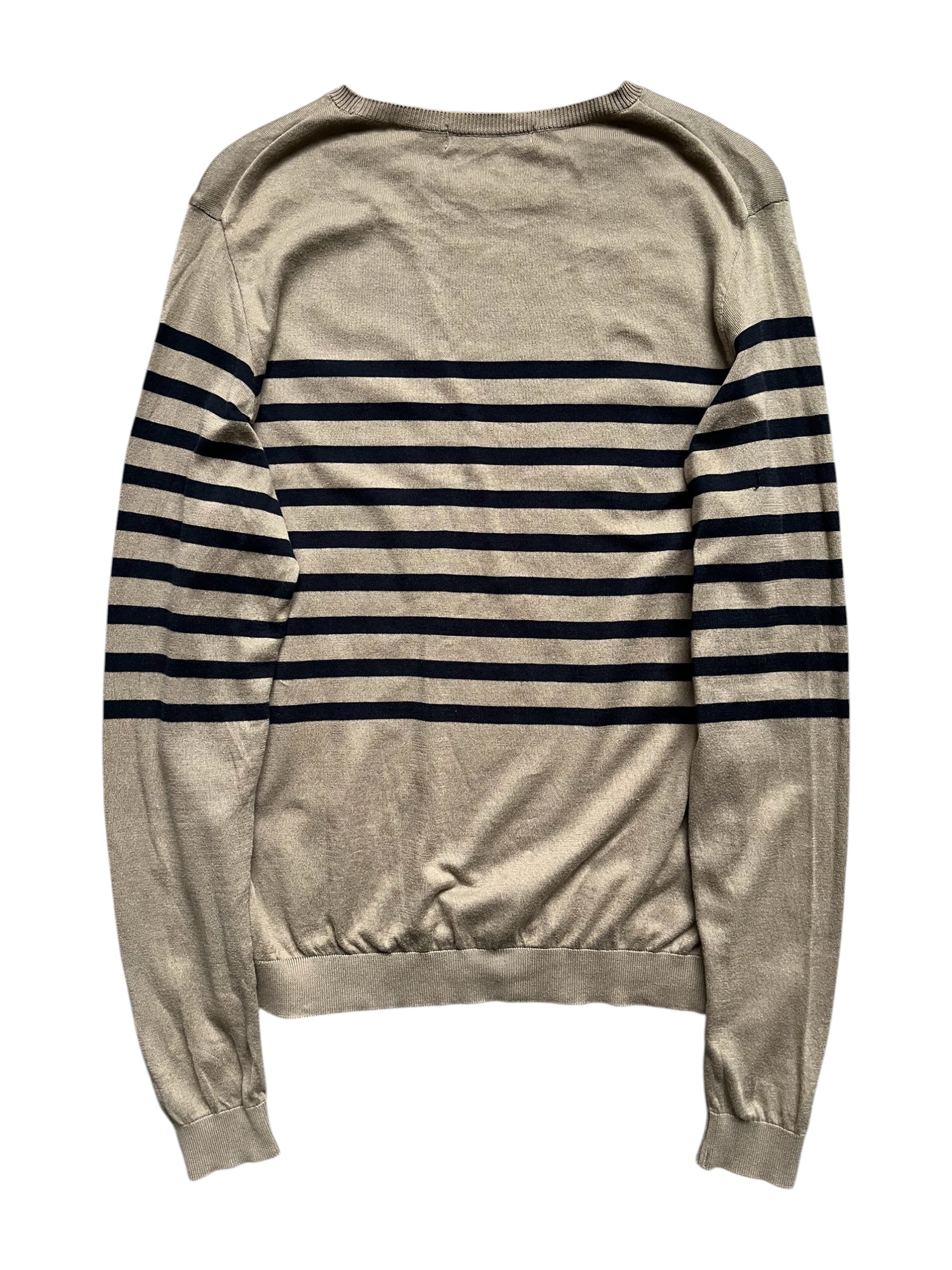 Undercover SS07 Purple striped knit sweater with a cozy, ribbed texture and bold purple and white stripes.