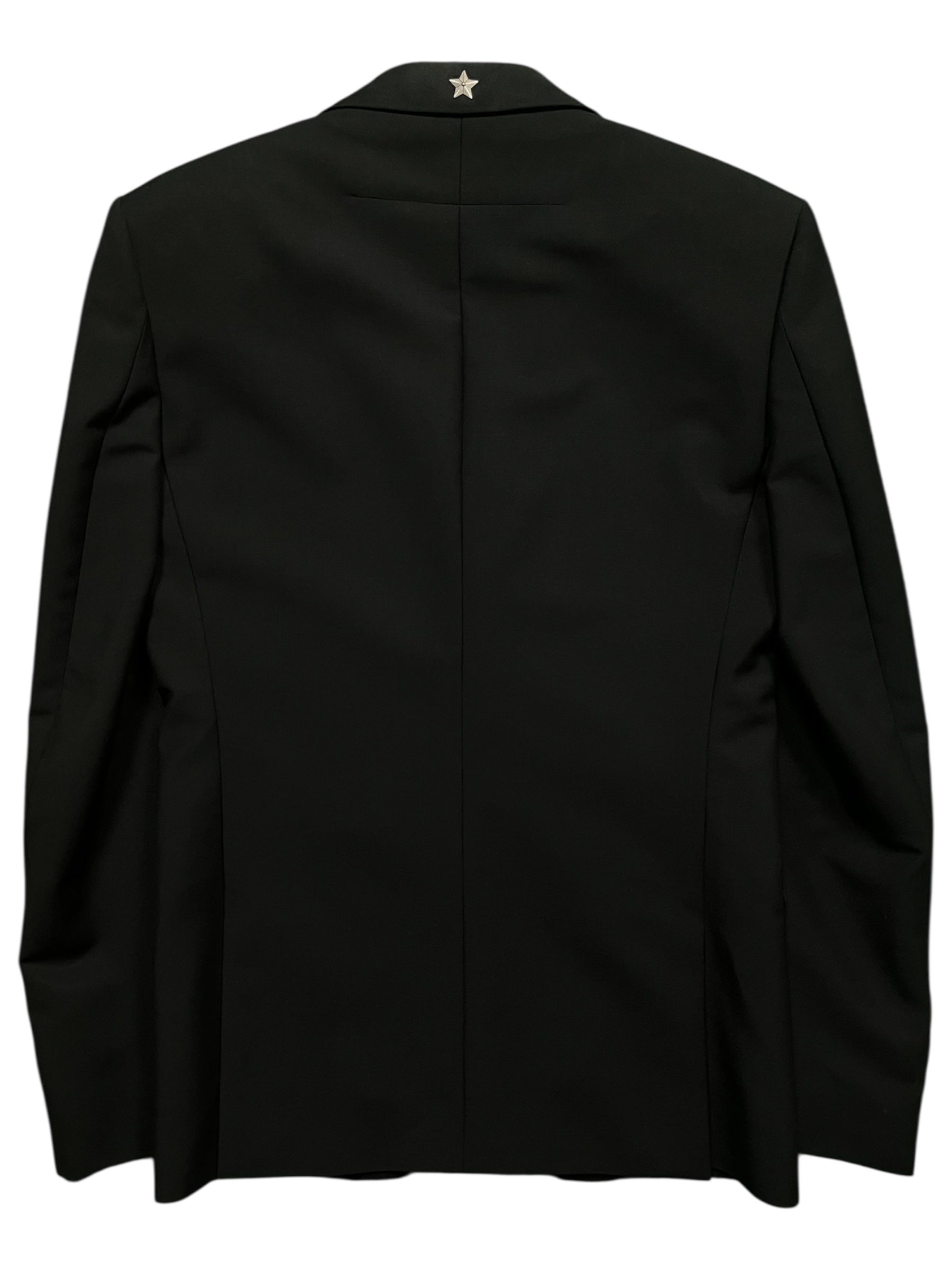 Givenchy SS17 Star Wool Blazer Jacket displayed on a hanger, featuring a tailored fit and star pattern design.