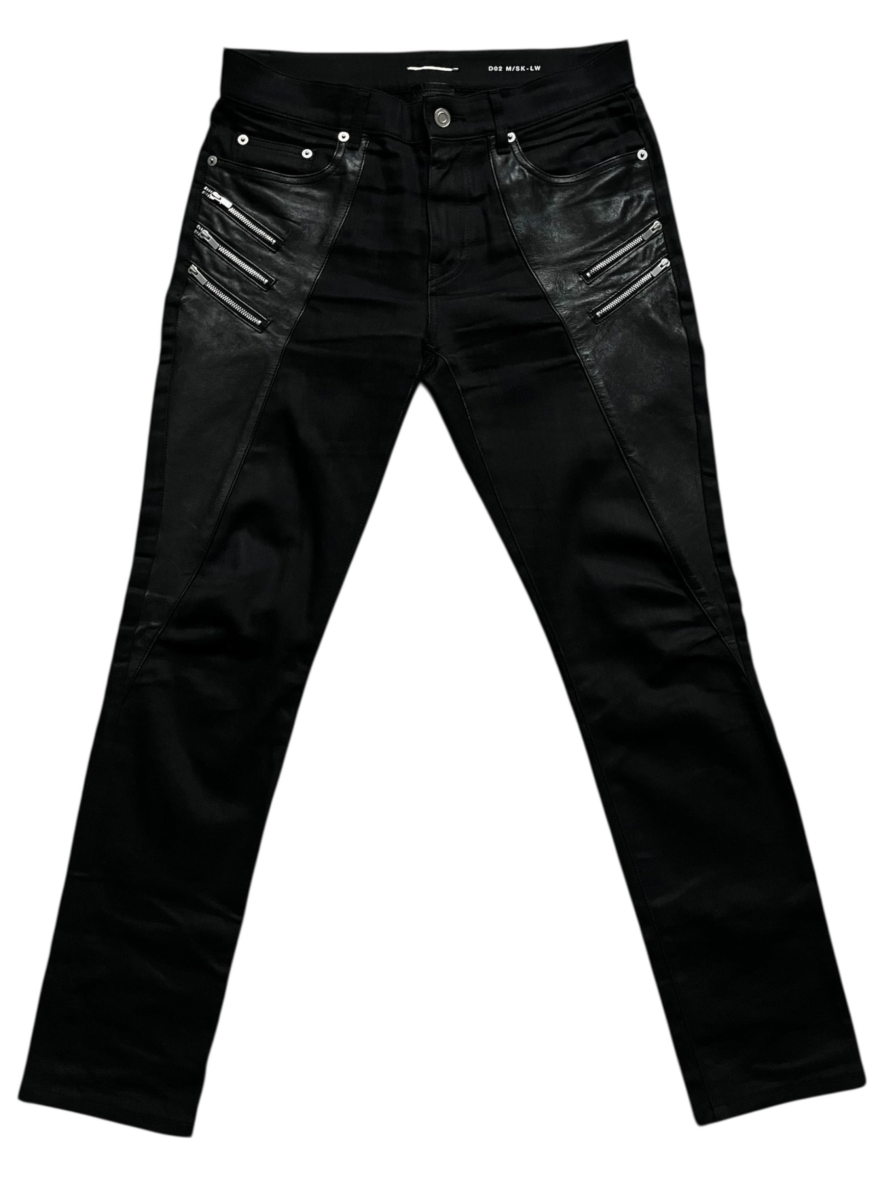 Saint Laurent AW15 Five Zips Biker Denim Pants with zipper details and fitted silhouette, showcasing edgy, high-fashion denim design.