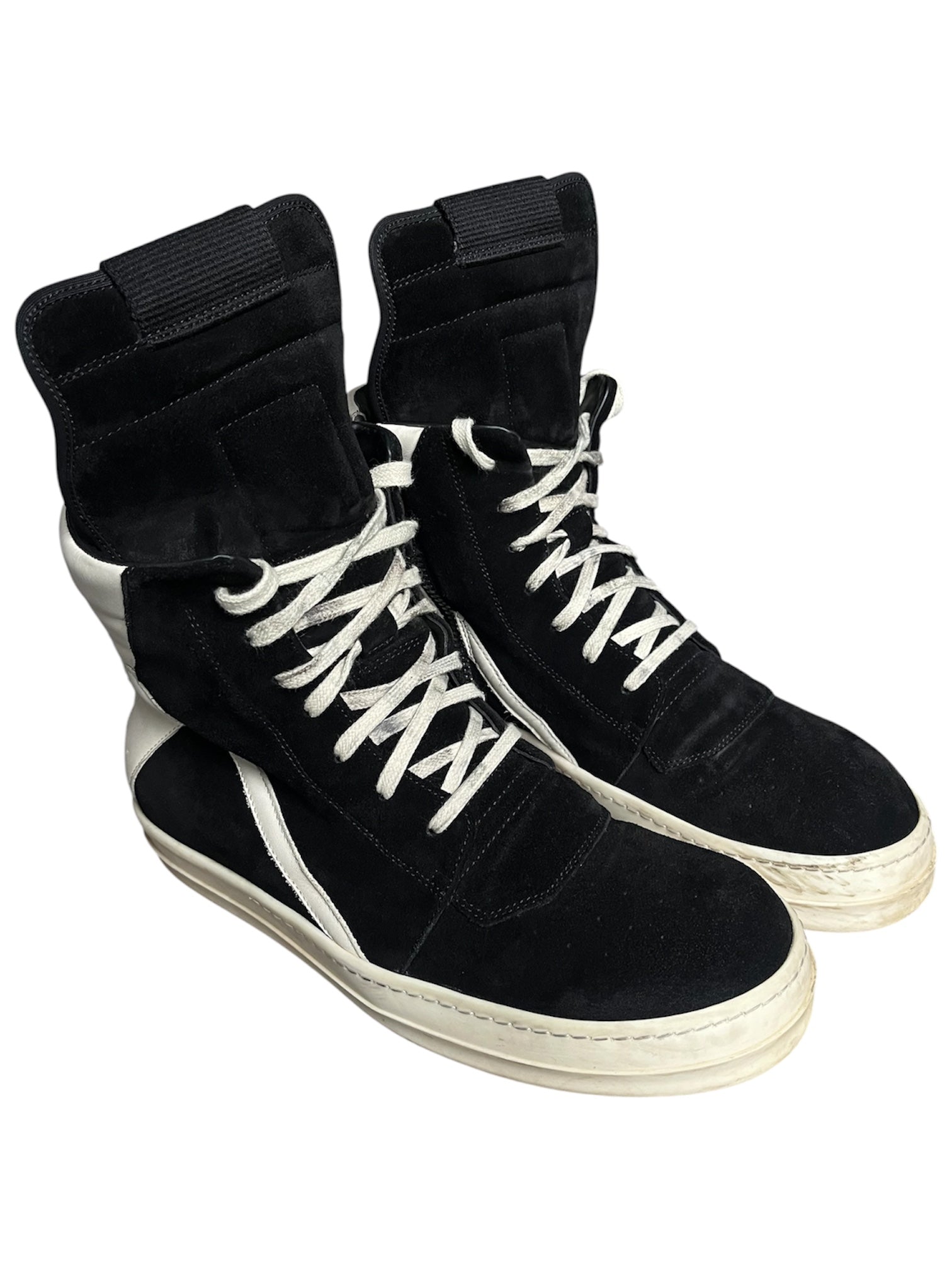 Rick Owens FW22 "Strobe" Black Suede Geobasket Sneakers