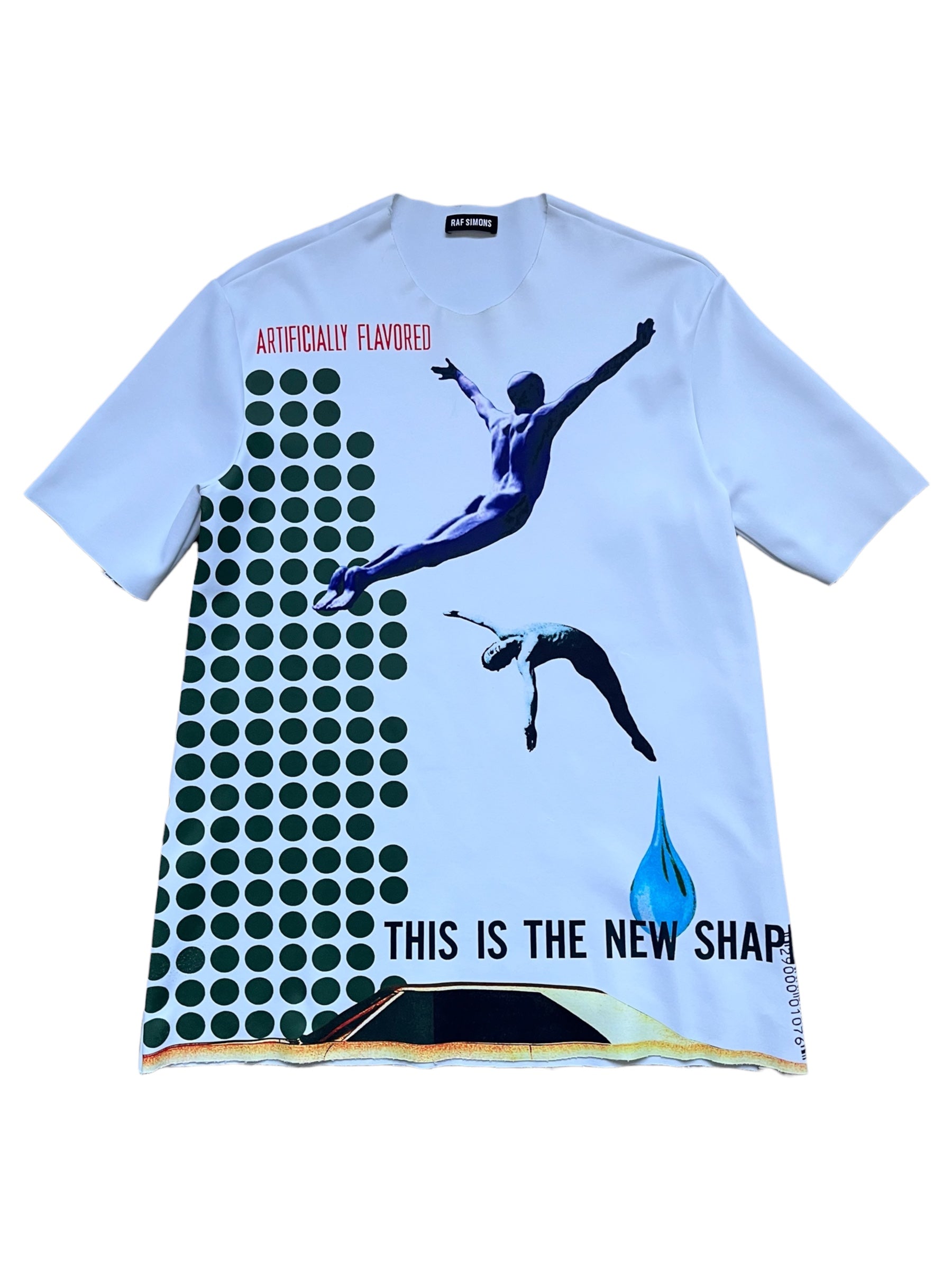 Raf Simons SS14 athletic neoprene T-shirt in black, close-up view showing textured fabric and sleek design.