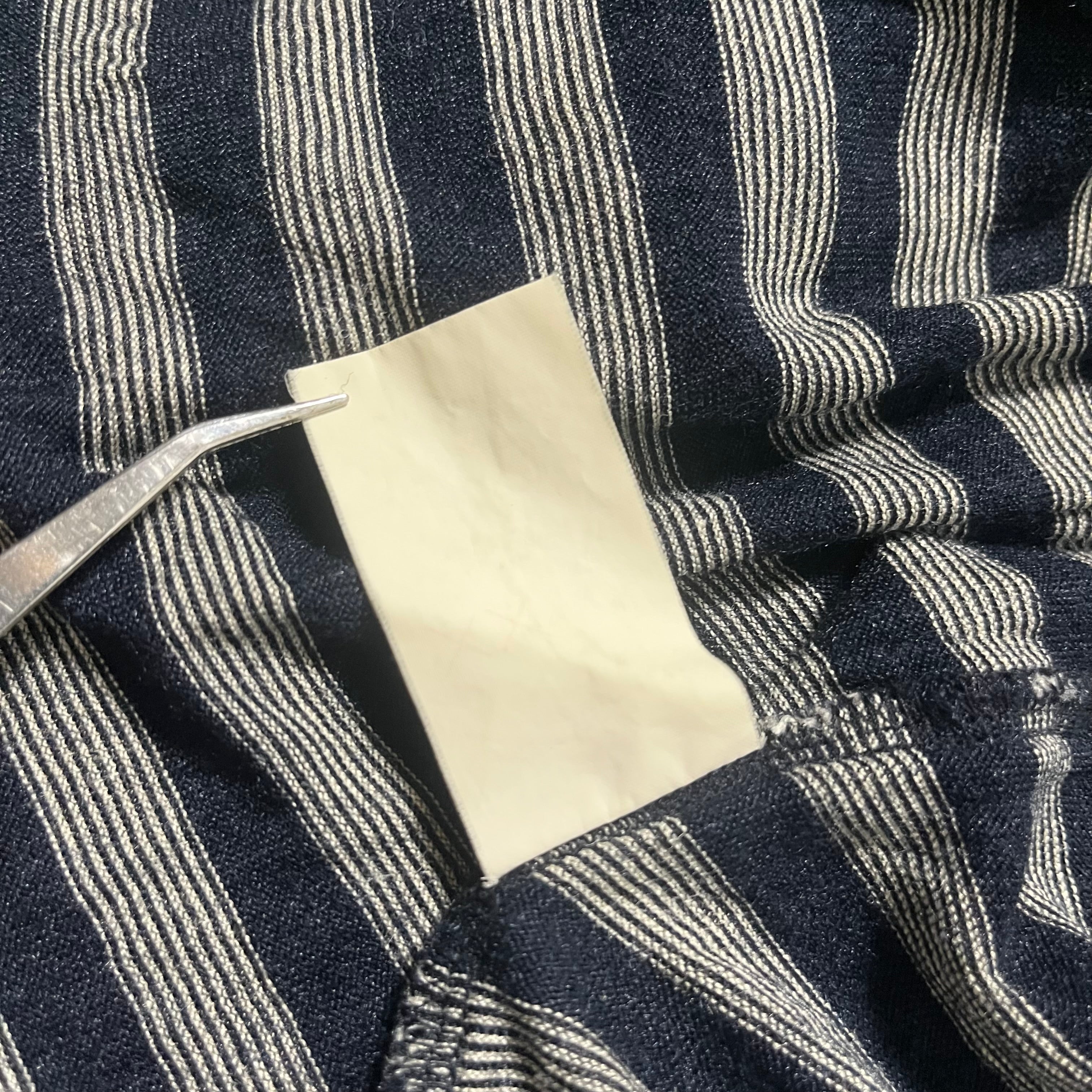 Yohji Yamamoto striped long sleeve T-shirt with black and white horizontal stripes, casual and stylish men's top.