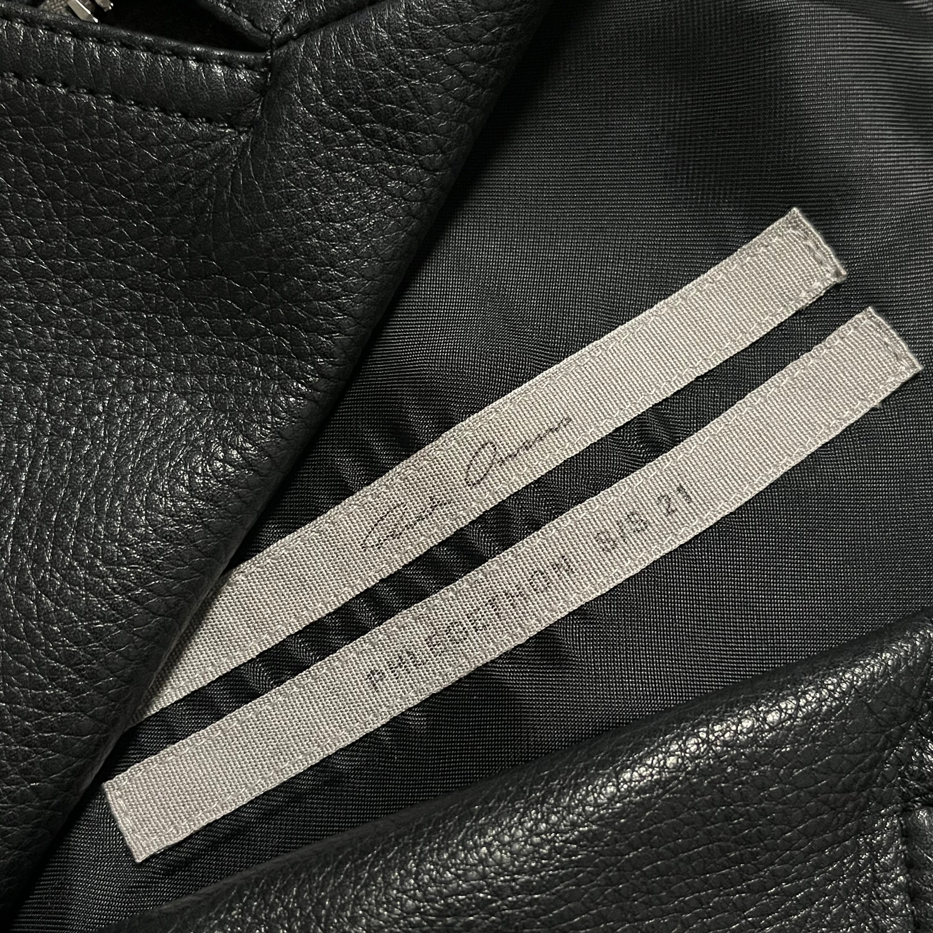Rick Owens SS21 Phlegethon Stooges biker jacket in black leather with silver hardware and asymmetric zip details.