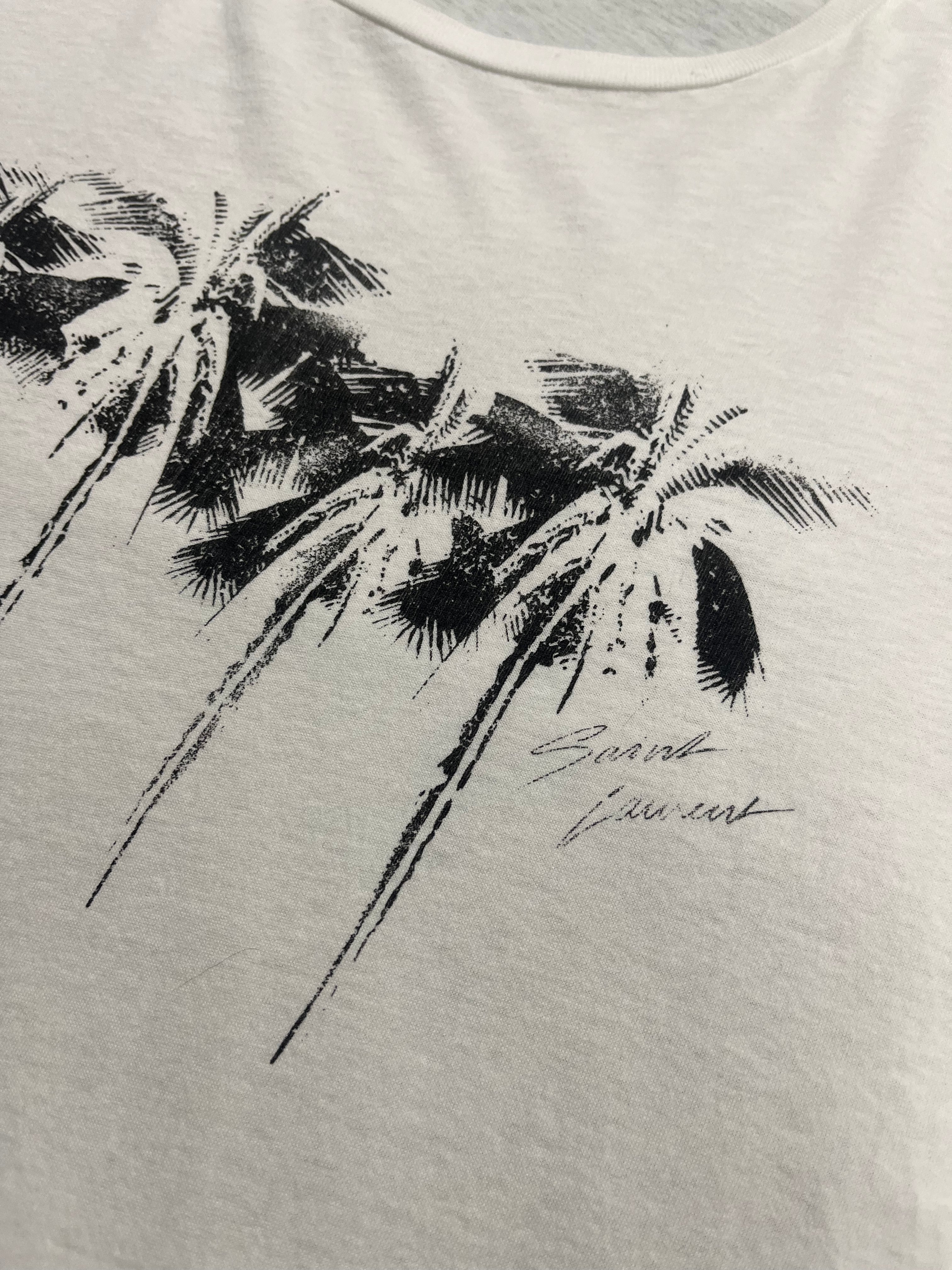 Saint Laurent SS19 Palm Tree T-shirt featuring a graphic palm tree print on soft cotton fabric.