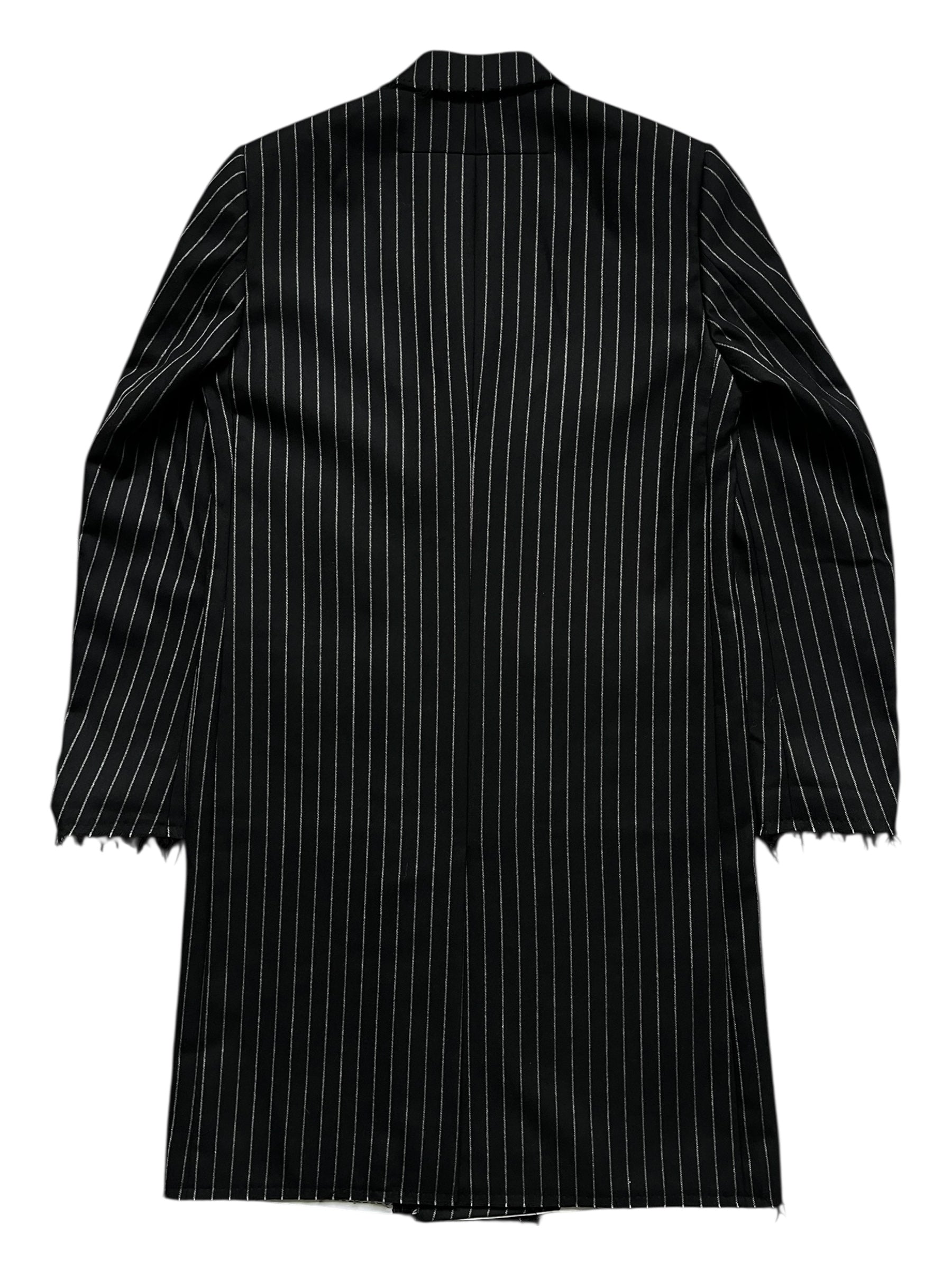Givenchy FW15 distressed wool trench coat, front view showcasing rugged fabric, classic collar, and button details.