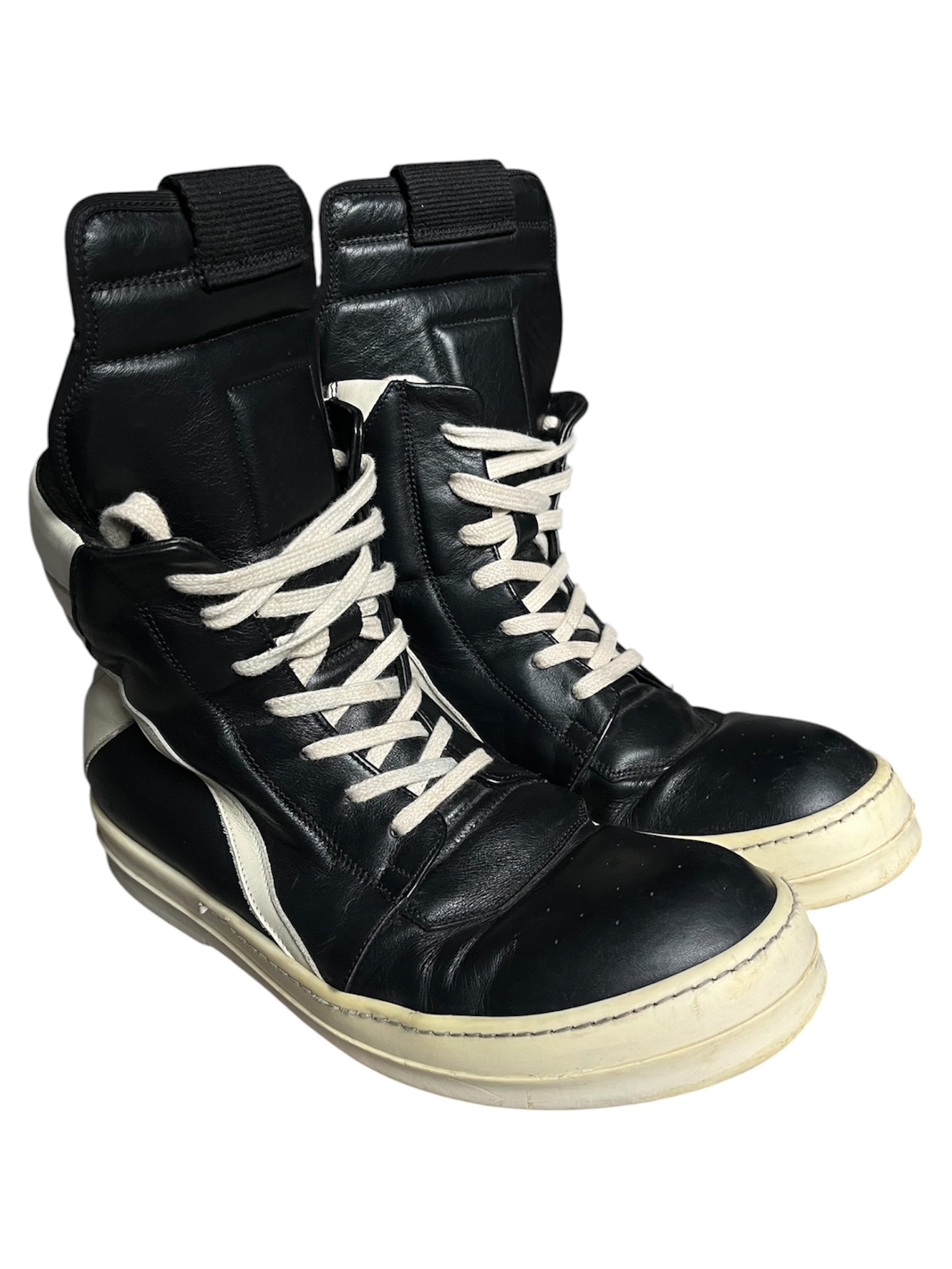 Rick Owens FW17 "Glitter" Black Leather Geobasket Sneakers