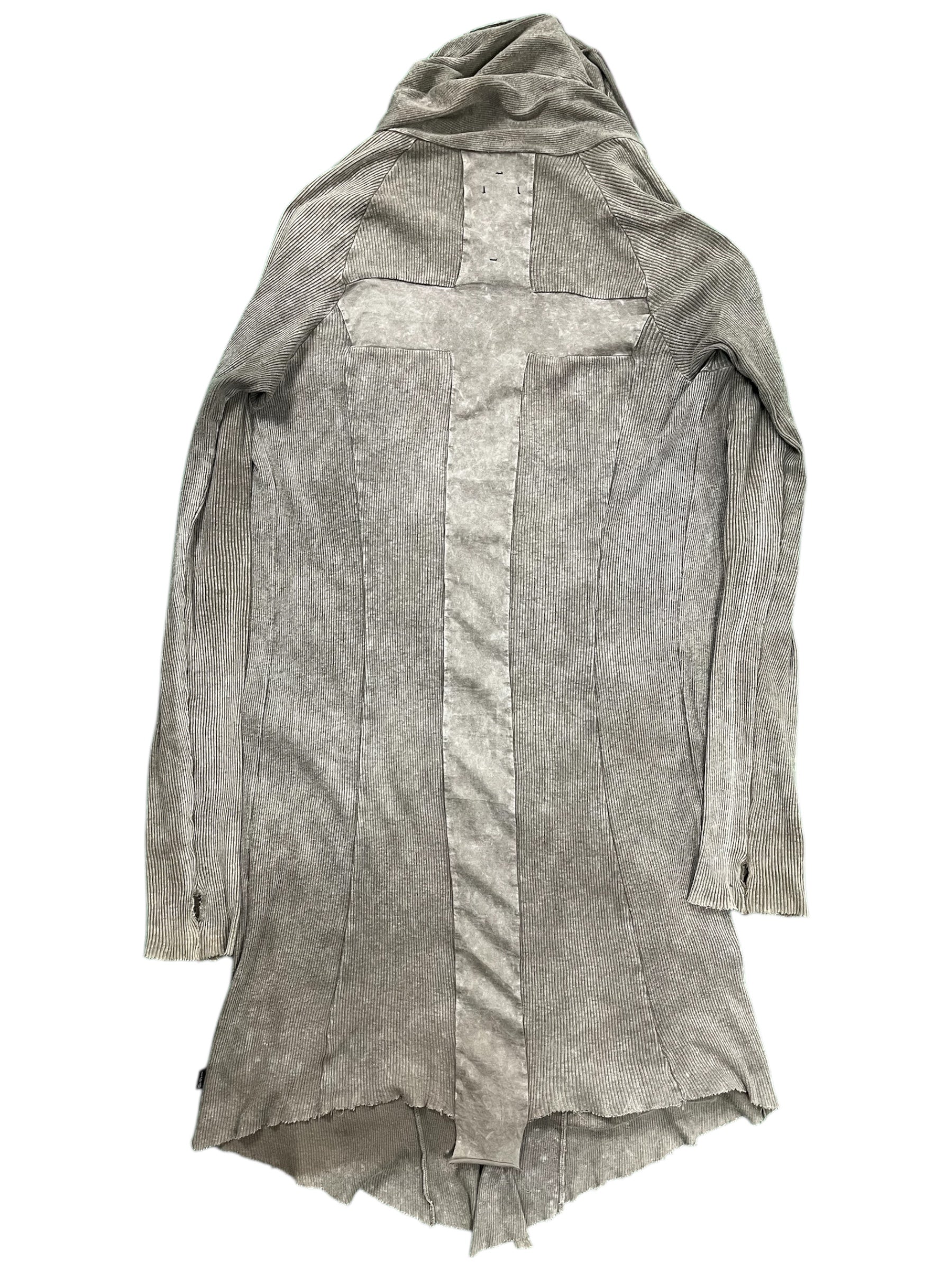 Le Grande Bleu 00s Back Cross Cardigan showing black knit fabric with back cross design and long sleeves.