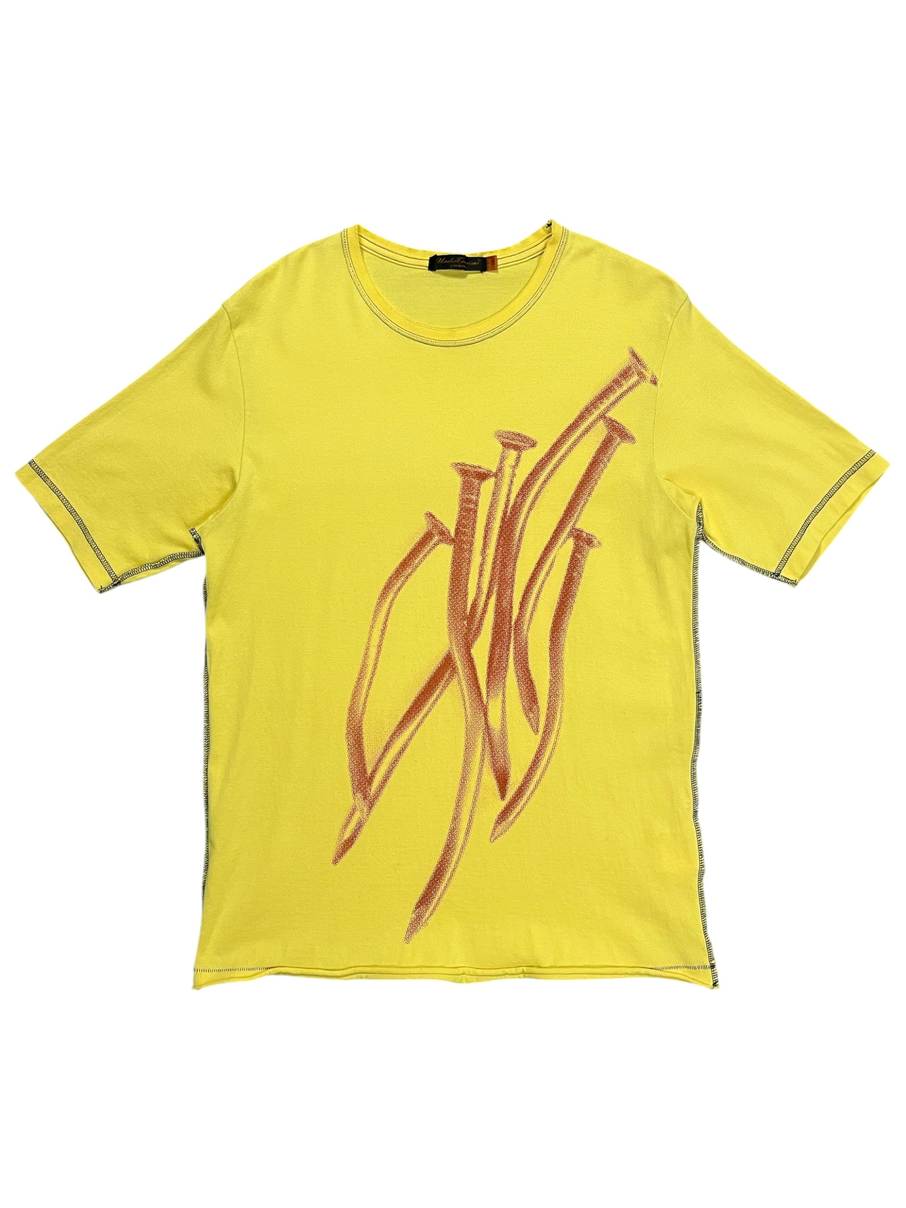 Undercover SS05 “But Beautiful II” Dissolve Nails T-shirt featuring a graphic print on a casual black T-shirt.