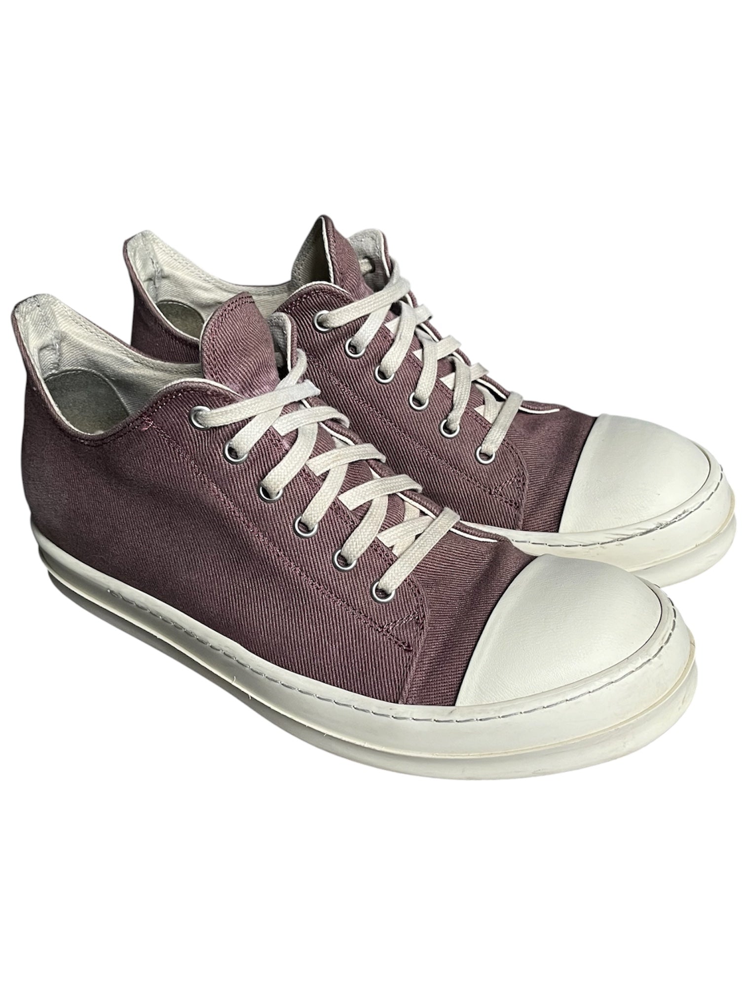 Rick Owens DRKSHDW AW23 Purple Canvas Ramone Low Sneakers