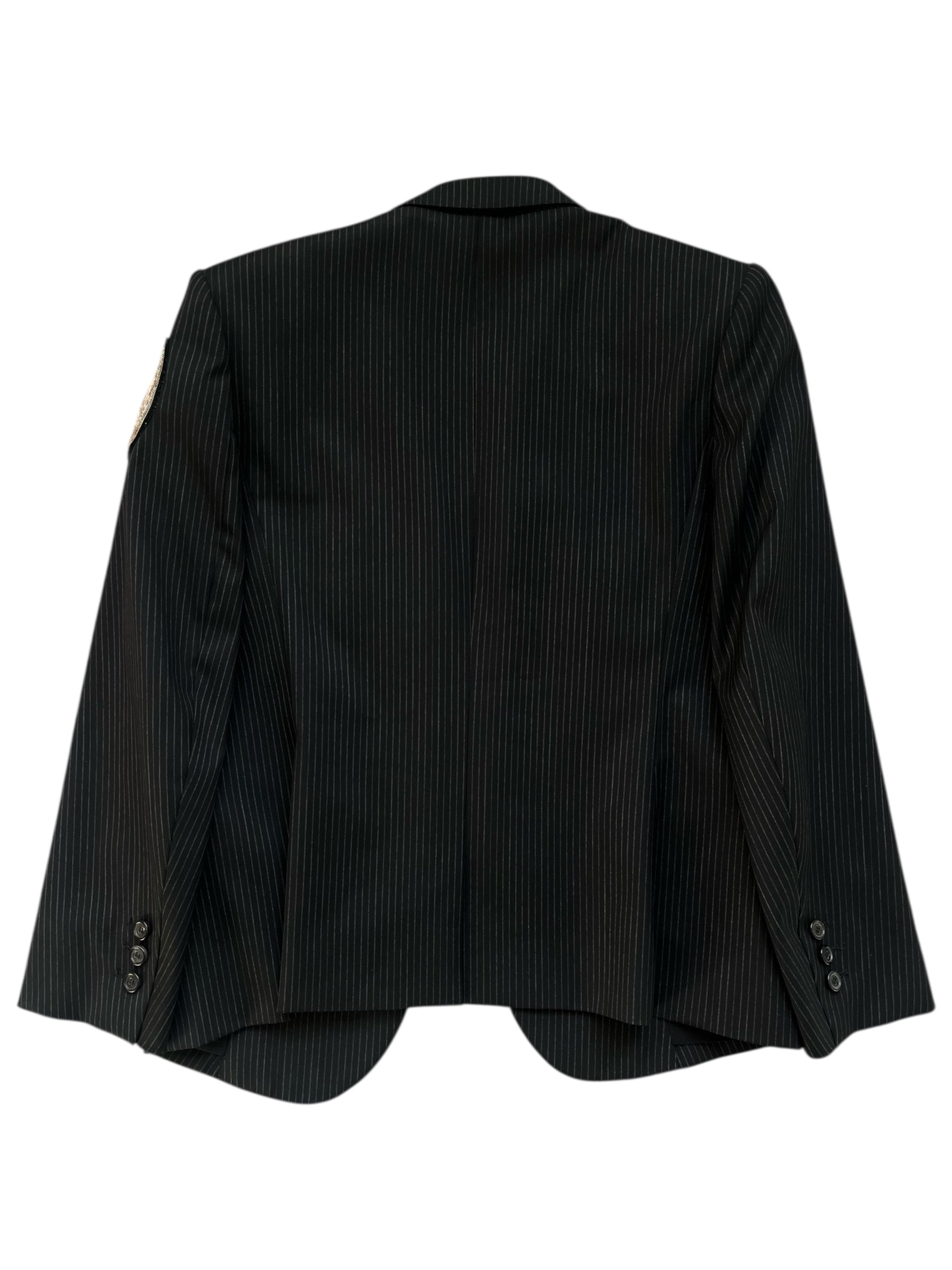 Balmain SS11 Scarab Medal blazer jacket with structured design and decorative scarab details, displayed on a neutral background.