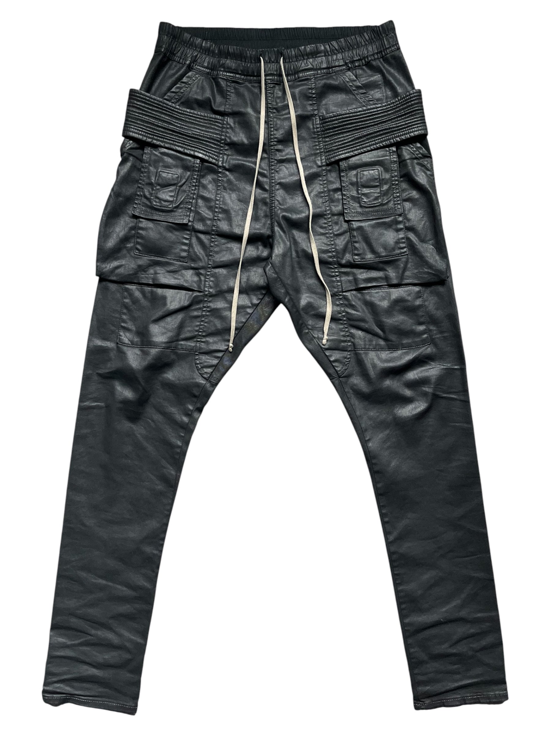 Rick Owens SS19 DRKSHDW Waxed Denim Creatch Cargo Pants Archive Fashion Darkwear