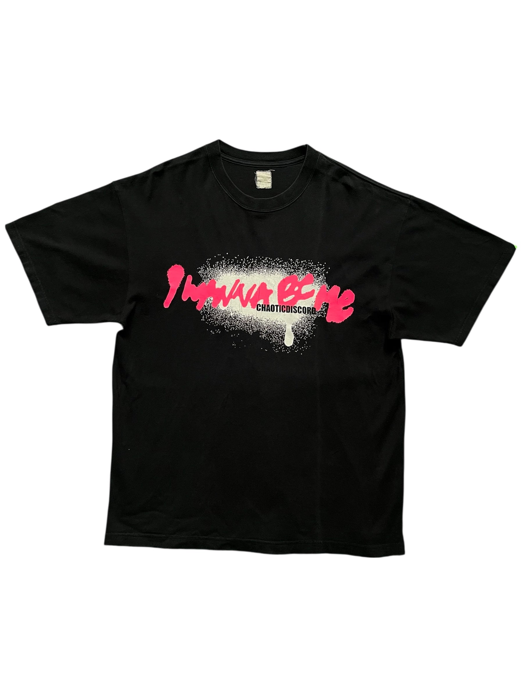 Undercover SS01 "Chaotic Discord" graffiti T-shirt featuring bold, colorful street art design on black fabric.