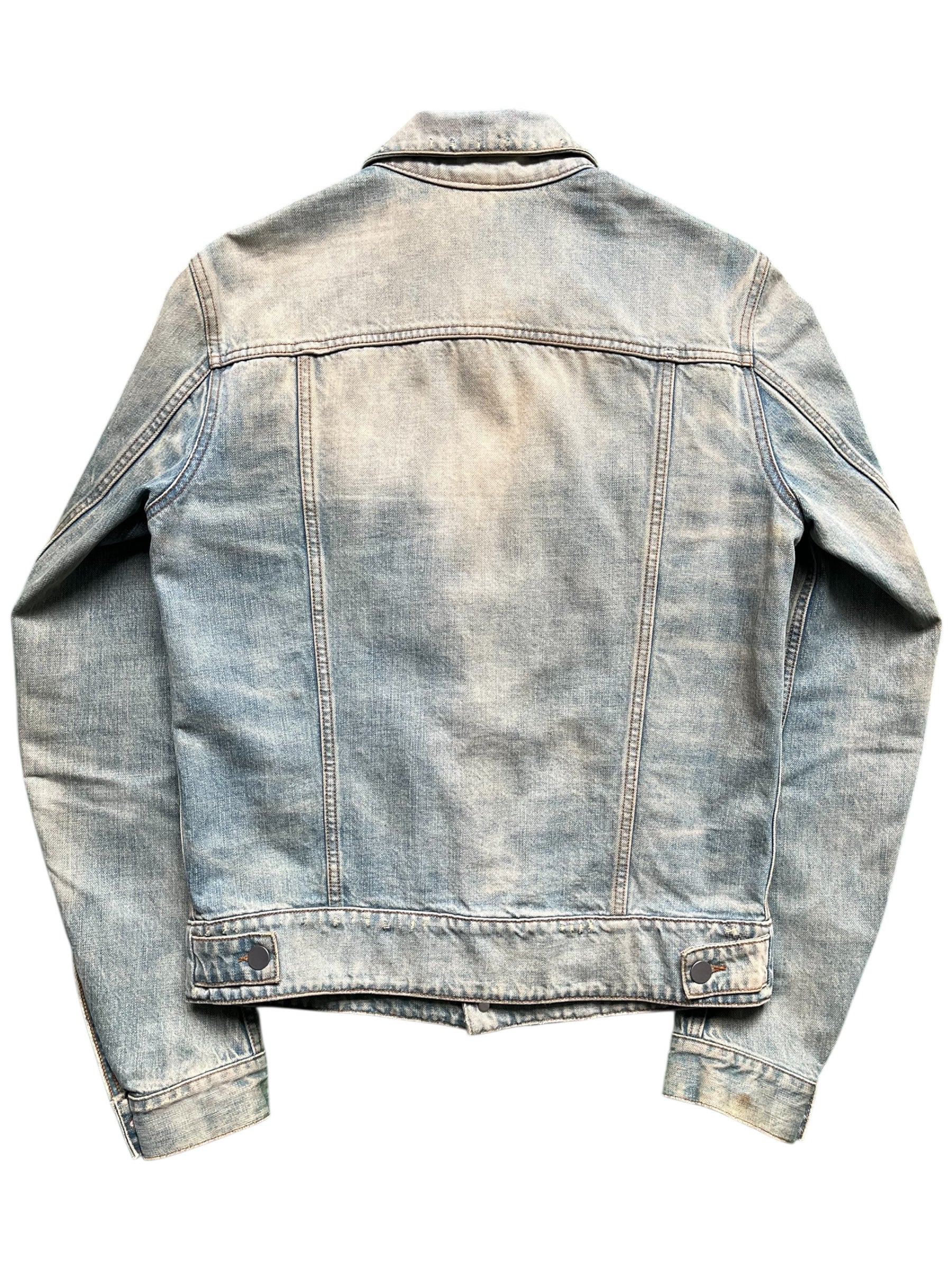 Balmain SS12 G-Dragon Mud Wash Denim Jacket showing distressed denim fabric and classic jacket design.