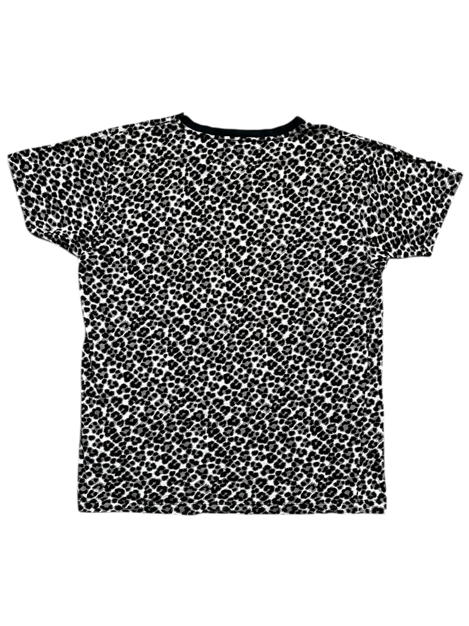 Saint Laurent SS14 cheetah print T-shirt featuring a bold animal pattern on soft fabric.