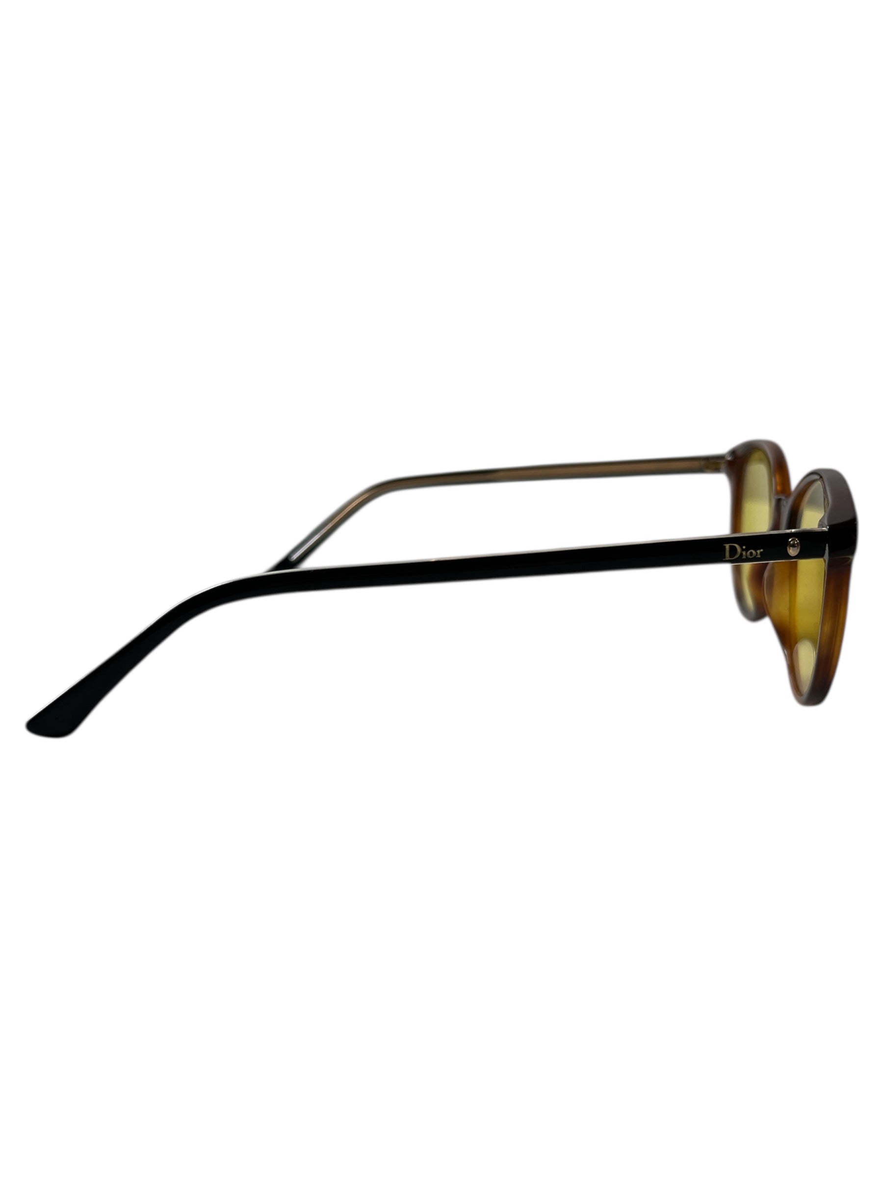 Dior tortoise round sunglasses with brown frame and lenses, stylish and trendy eyewear for a fashionable look.
