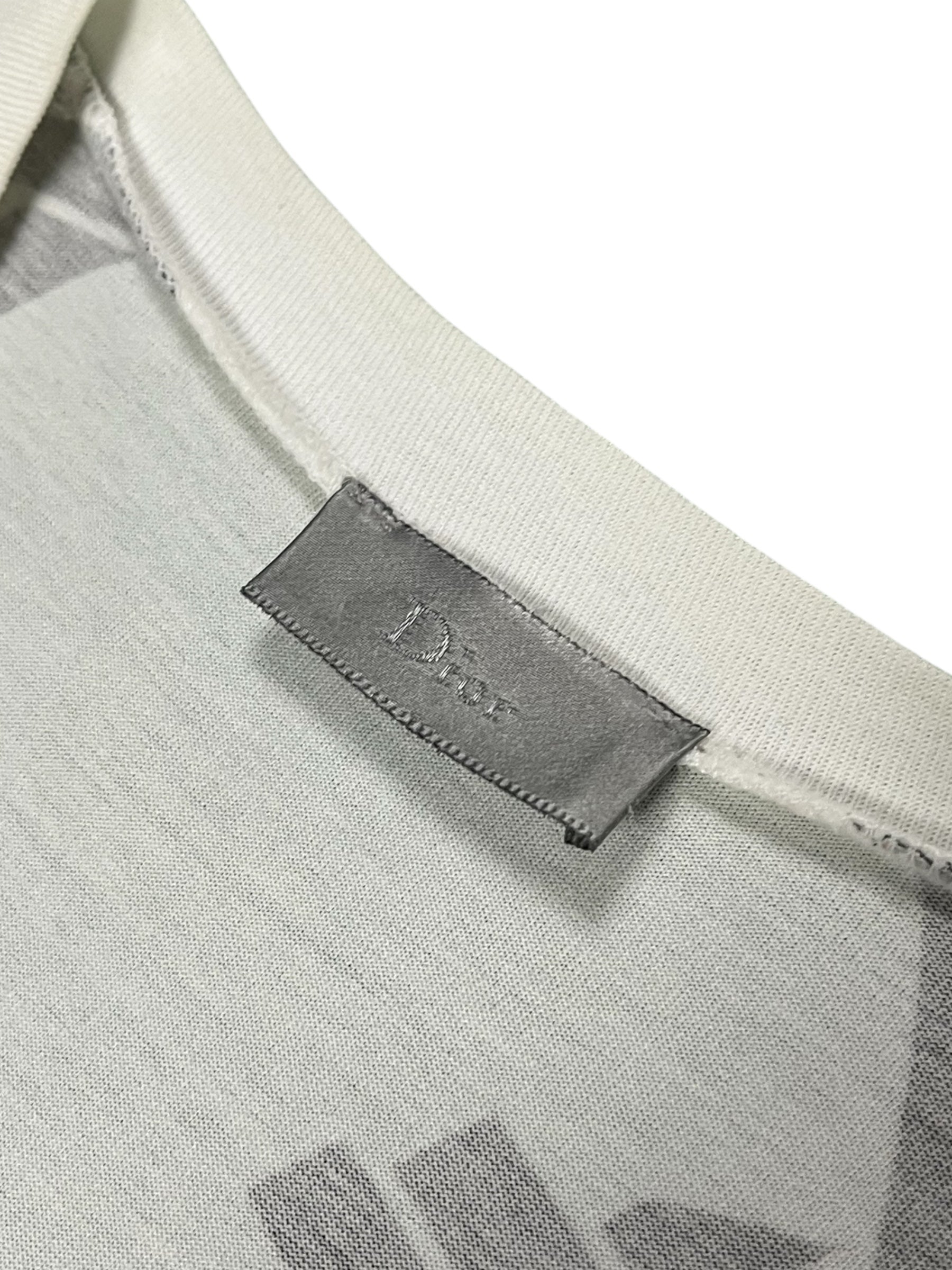 Dior SS08 Geometric T-shirt with bold geometric print, short sleeves, and classic crew neck on white fabric.