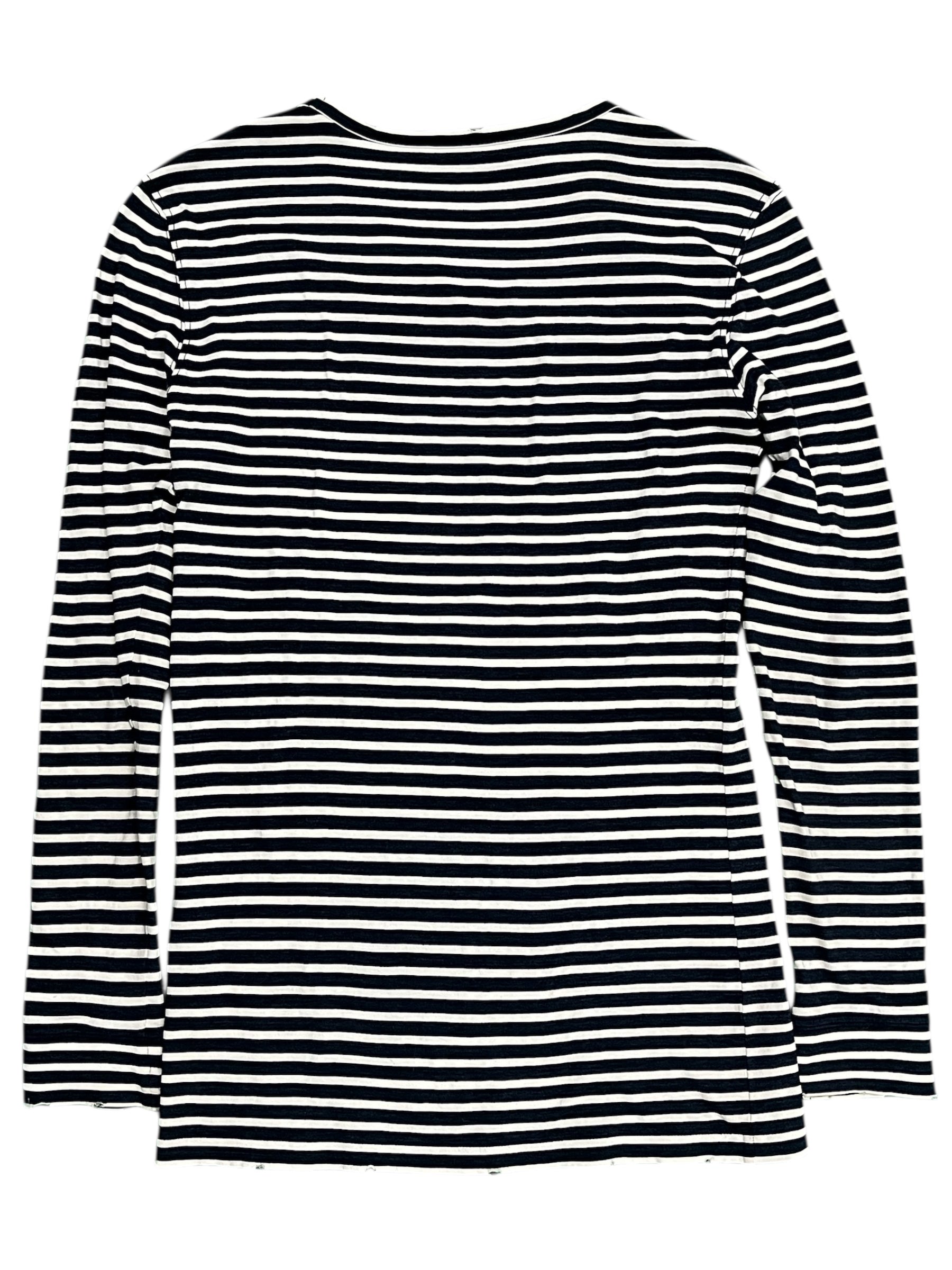 Balmain Descarnin Era striped long sleeve T-shirt with bold pattern and fitted design, showcased on a plain background.