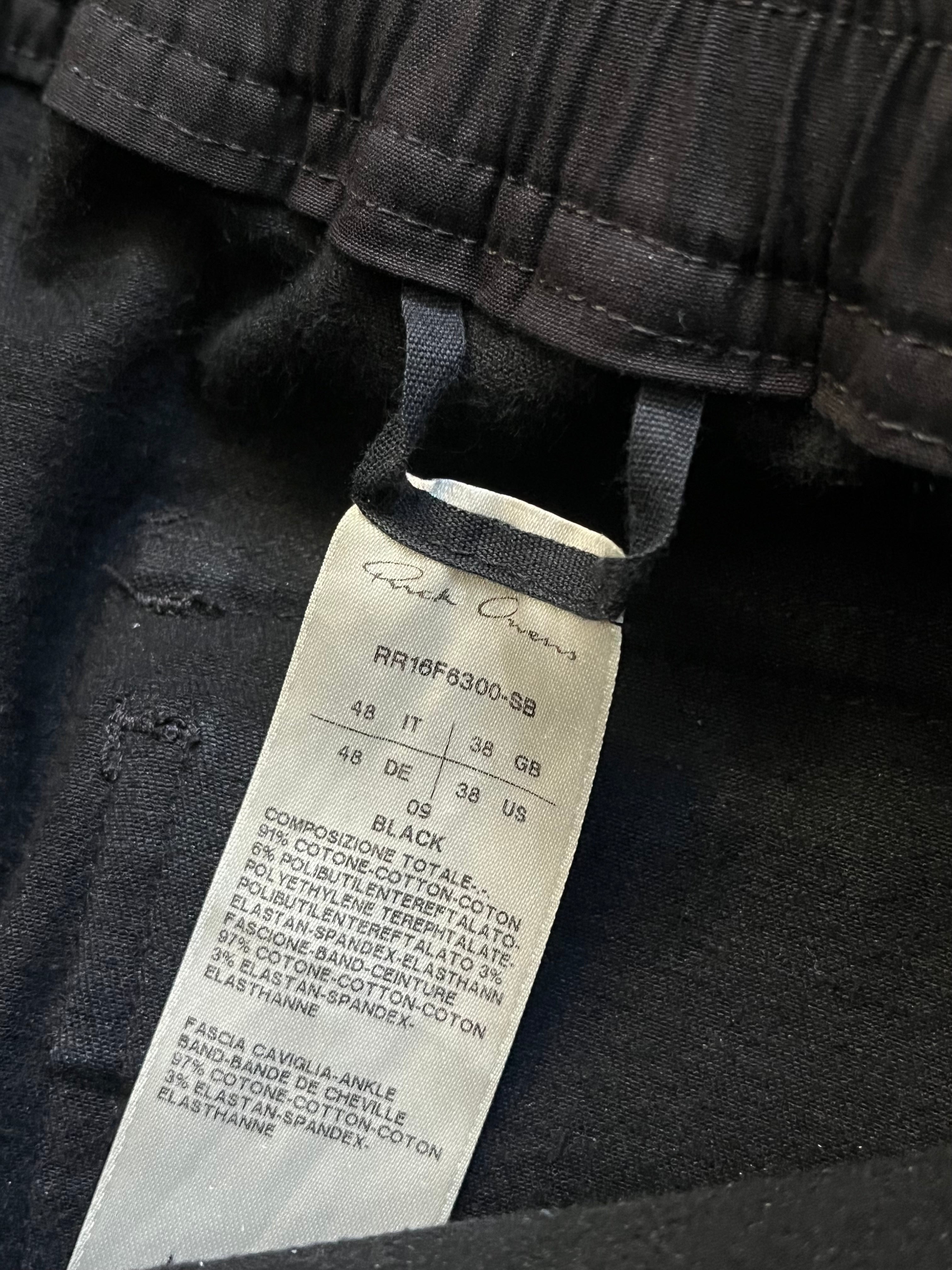 Rick Owens FW16 Mastodon cargo jogger pants with tapered fit, featuring multiple pockets and relaxed style in neutral fabric.