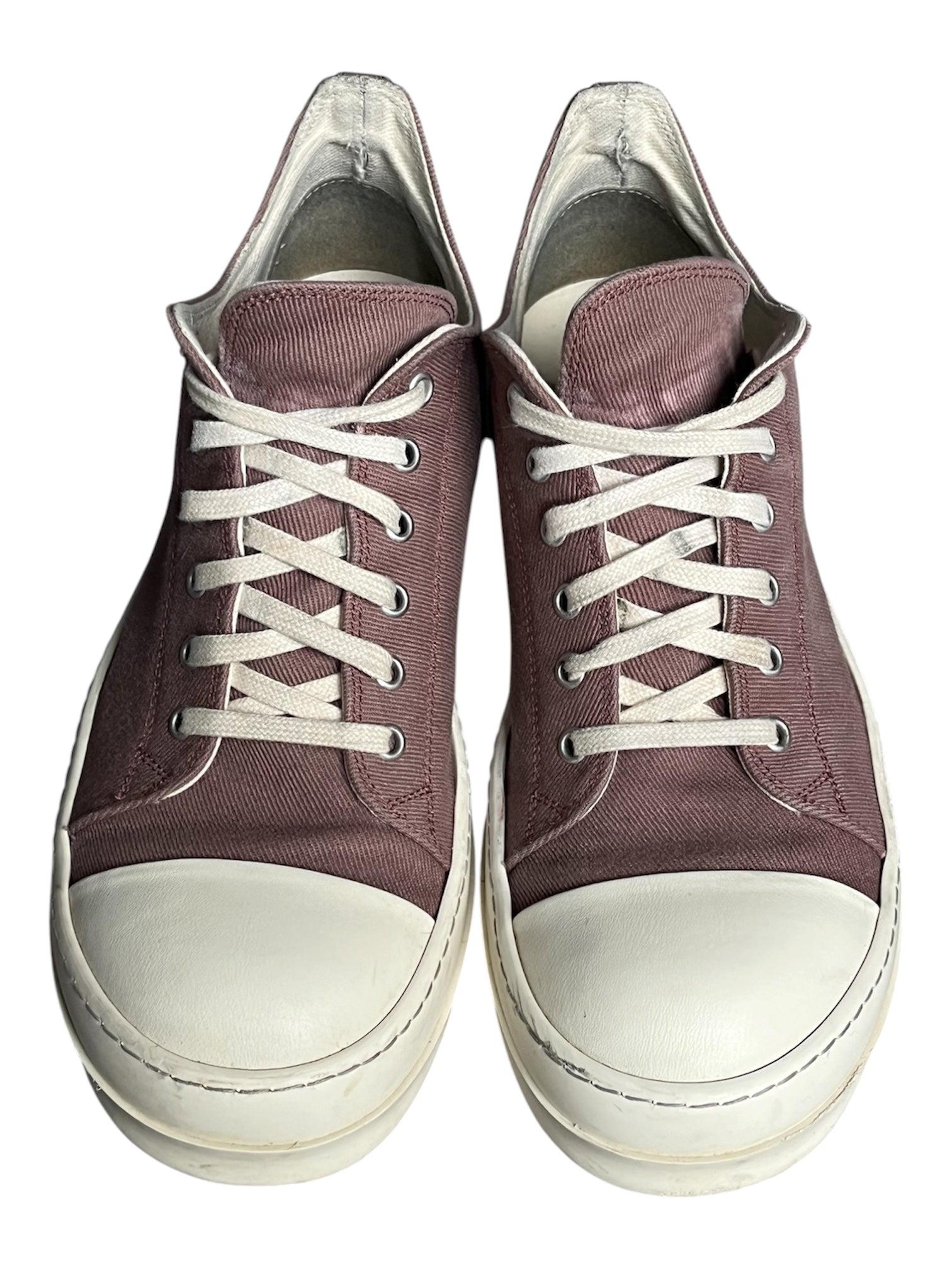 Rick Owens DRKSHDW AW23 Purple Canvas Ramone Low Sneakers