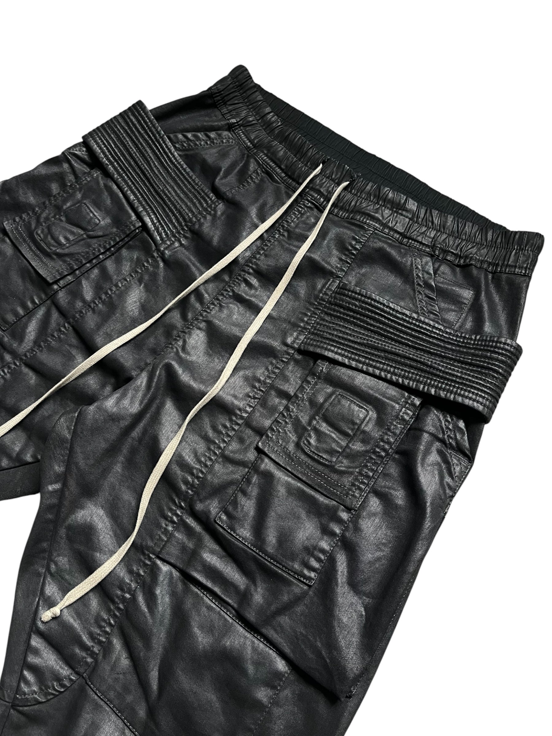 Rick Owens SS19 DRKSHDW Waxed Denim Creatch Cargo Pants Archive Fashion Darkwear