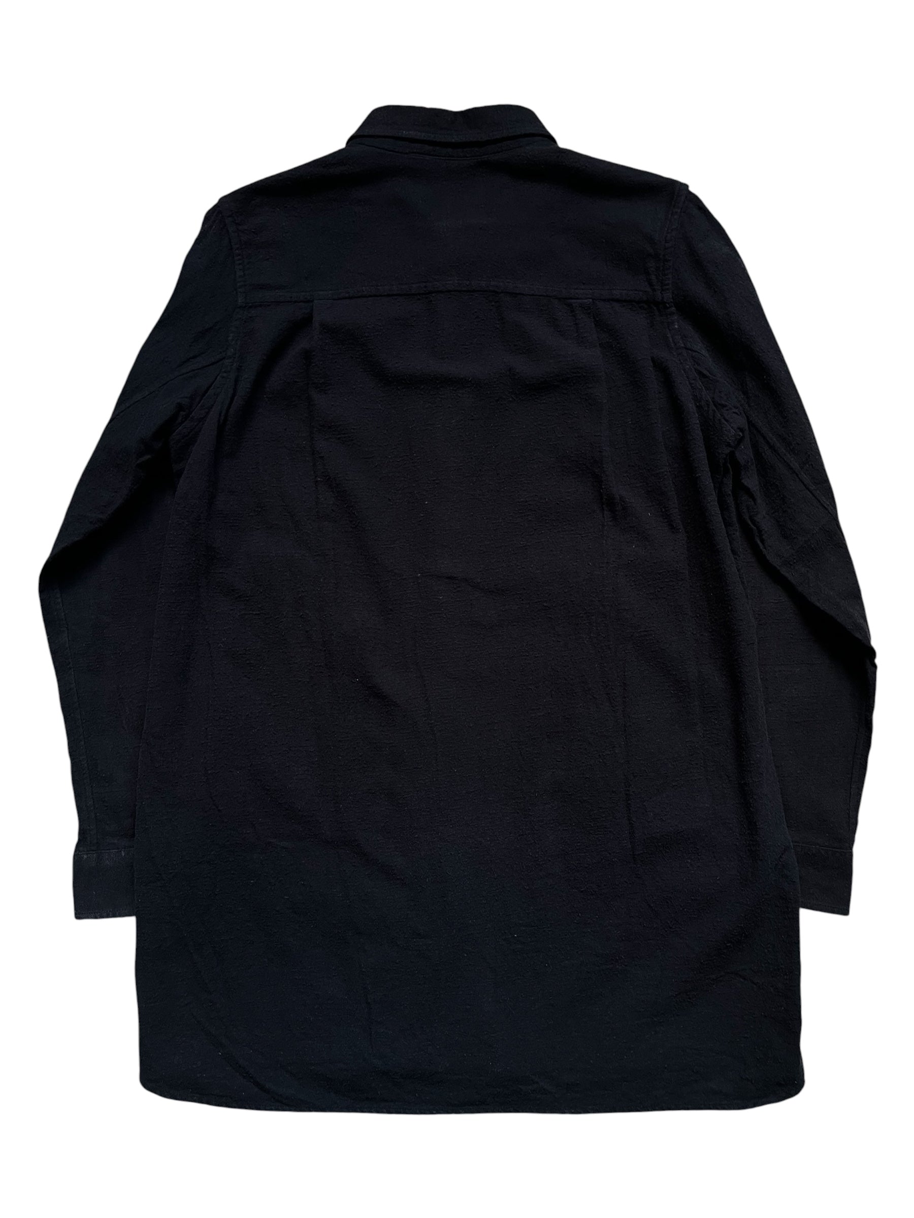 Undercover Cold Blood brushed cotton overshirt in muted tones, featuring a relaxed fit and detailed stitching.