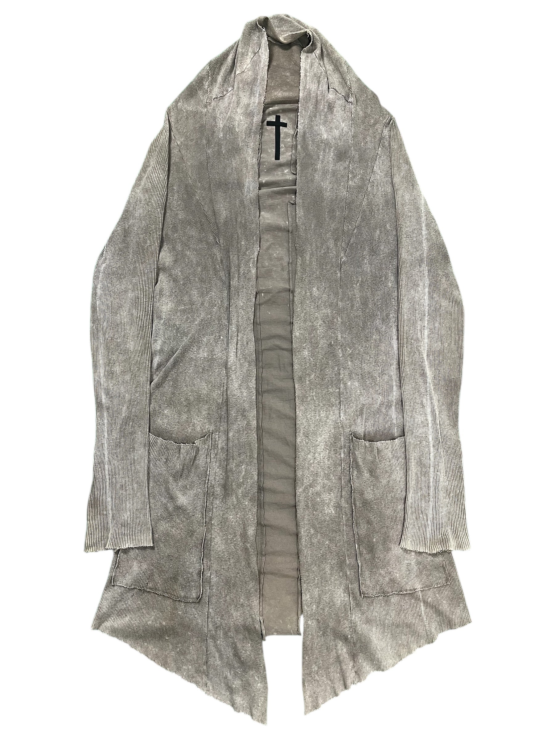 Le Grande Bleu 00s Back Cross Cardigan with long sleeves and open front, featuring a stylish back cross design in soft knit fabric.