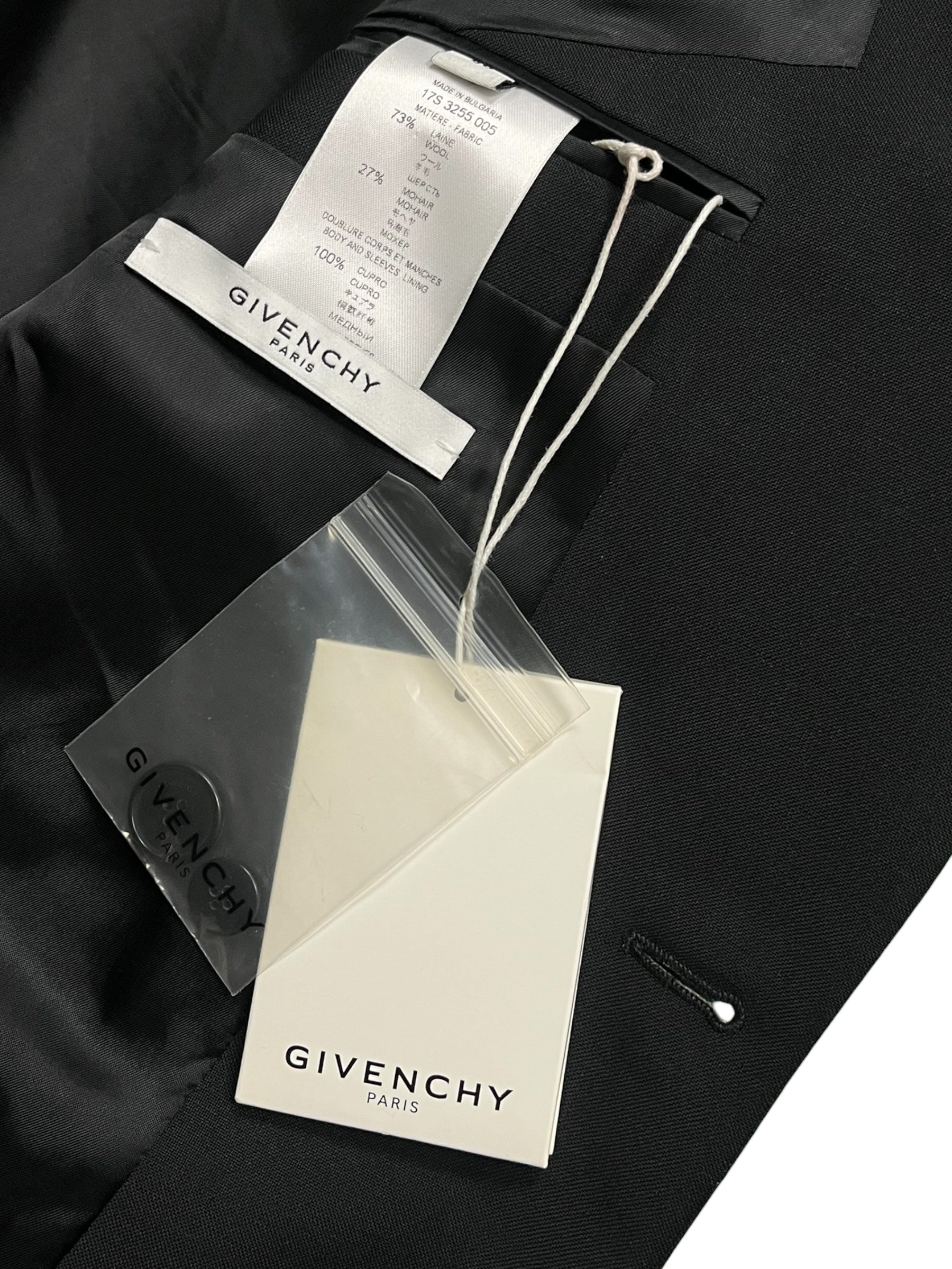 Givenchy SS17 star wool blazer jacket featuring a tailored fit and star embroidery on a sophisticated wool fabric.