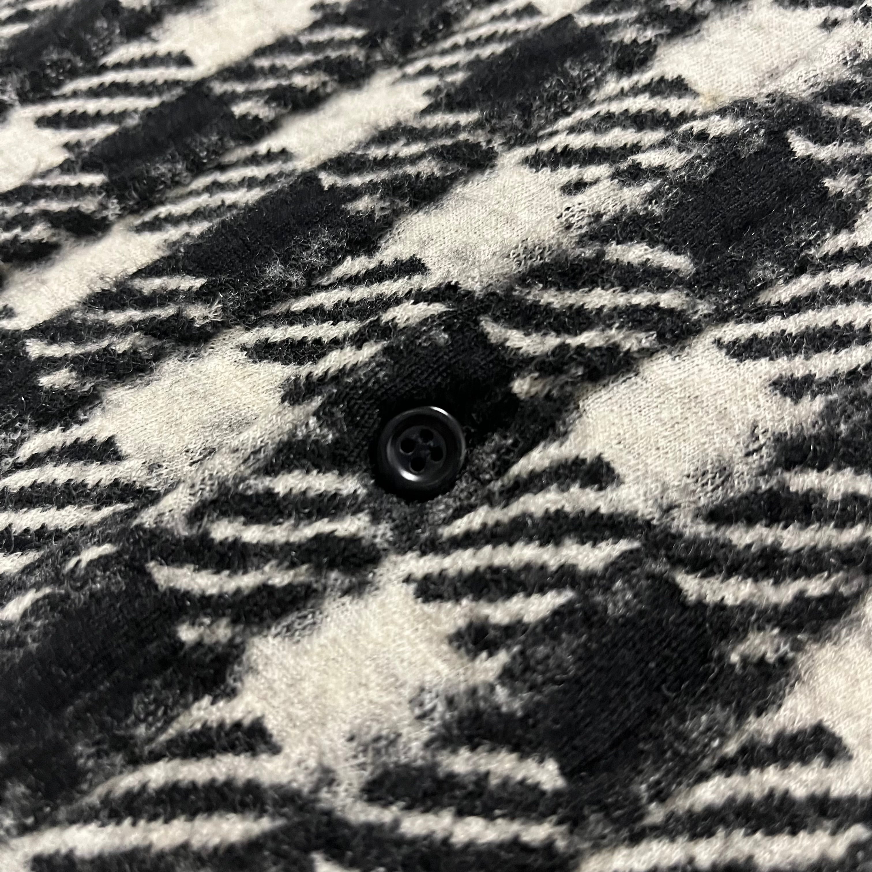 Yohji Yamamoto AW03 checkered wool flannel shirt with a classic black and white pattern and relaxed fit.