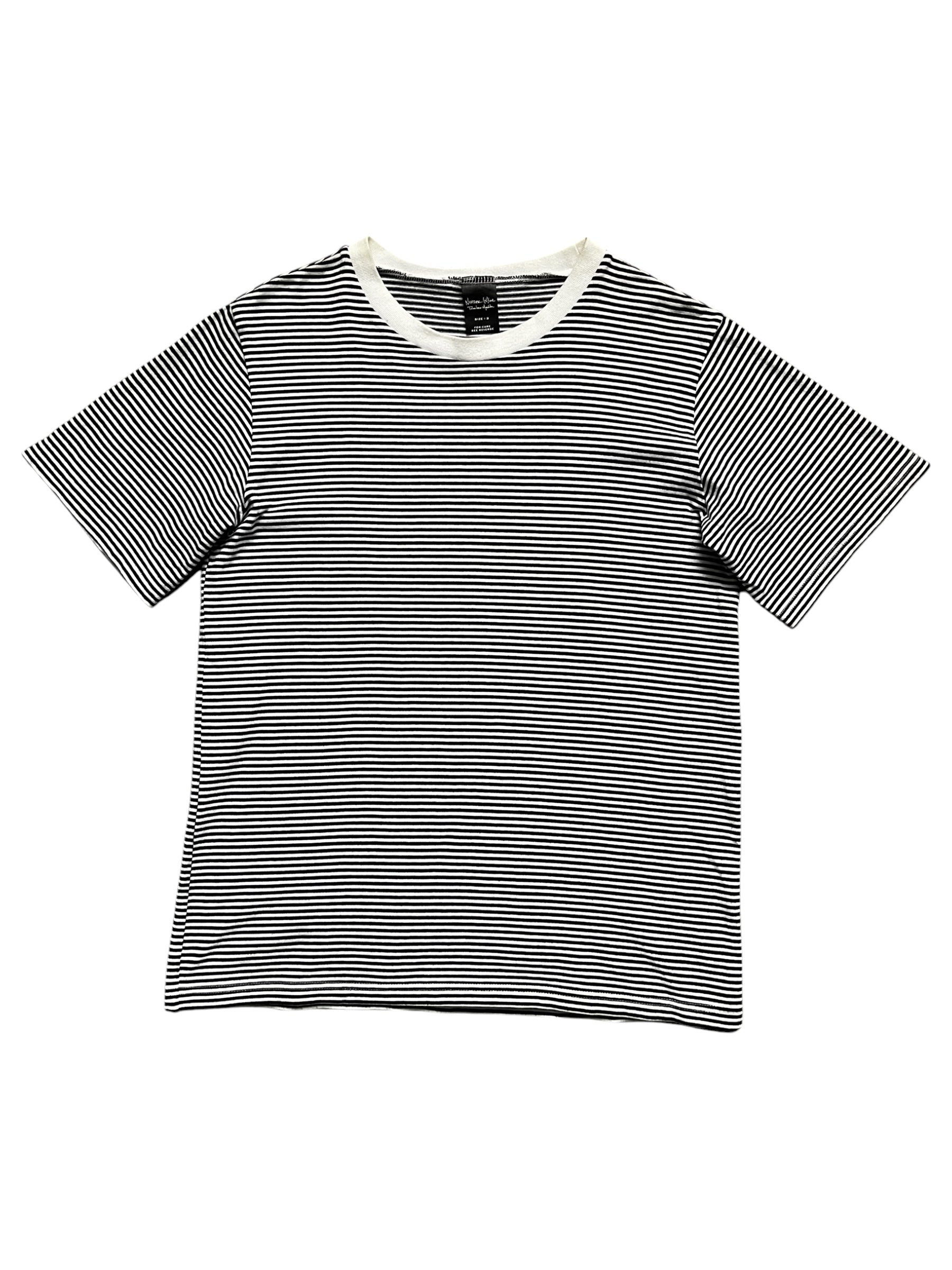 Number (N)ine AW03 "Touch Me I'm Sick" border T-shirt featuring graphic design and casual fit on a plain background.
