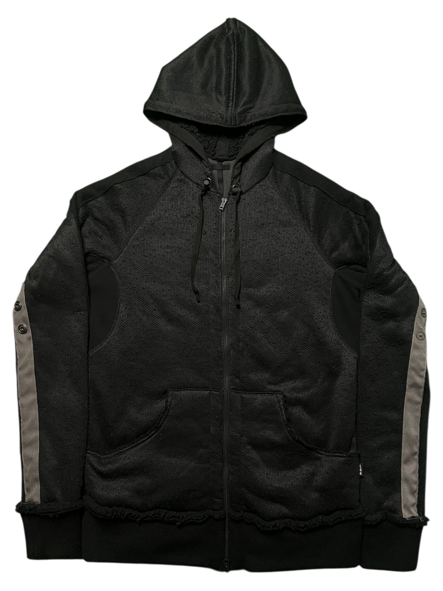 Le Grande Bleu Sherpa boxer zip-up hoodie featuring a cozy fleece interior, front zipper, and casual style.