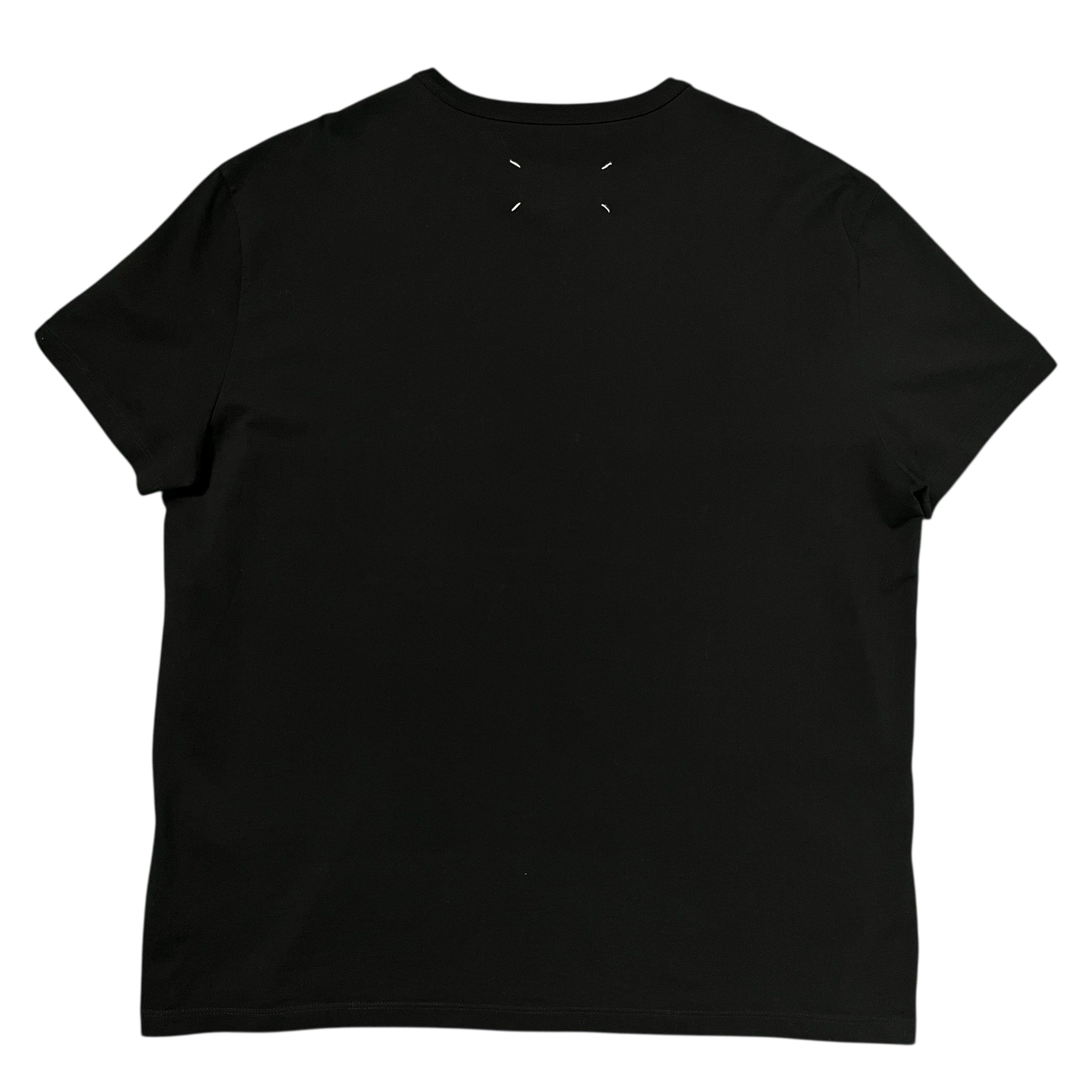 Maison Margiela SS23 distorted logo T-shirt featuring a casual fit and graphic design on soft fabric.