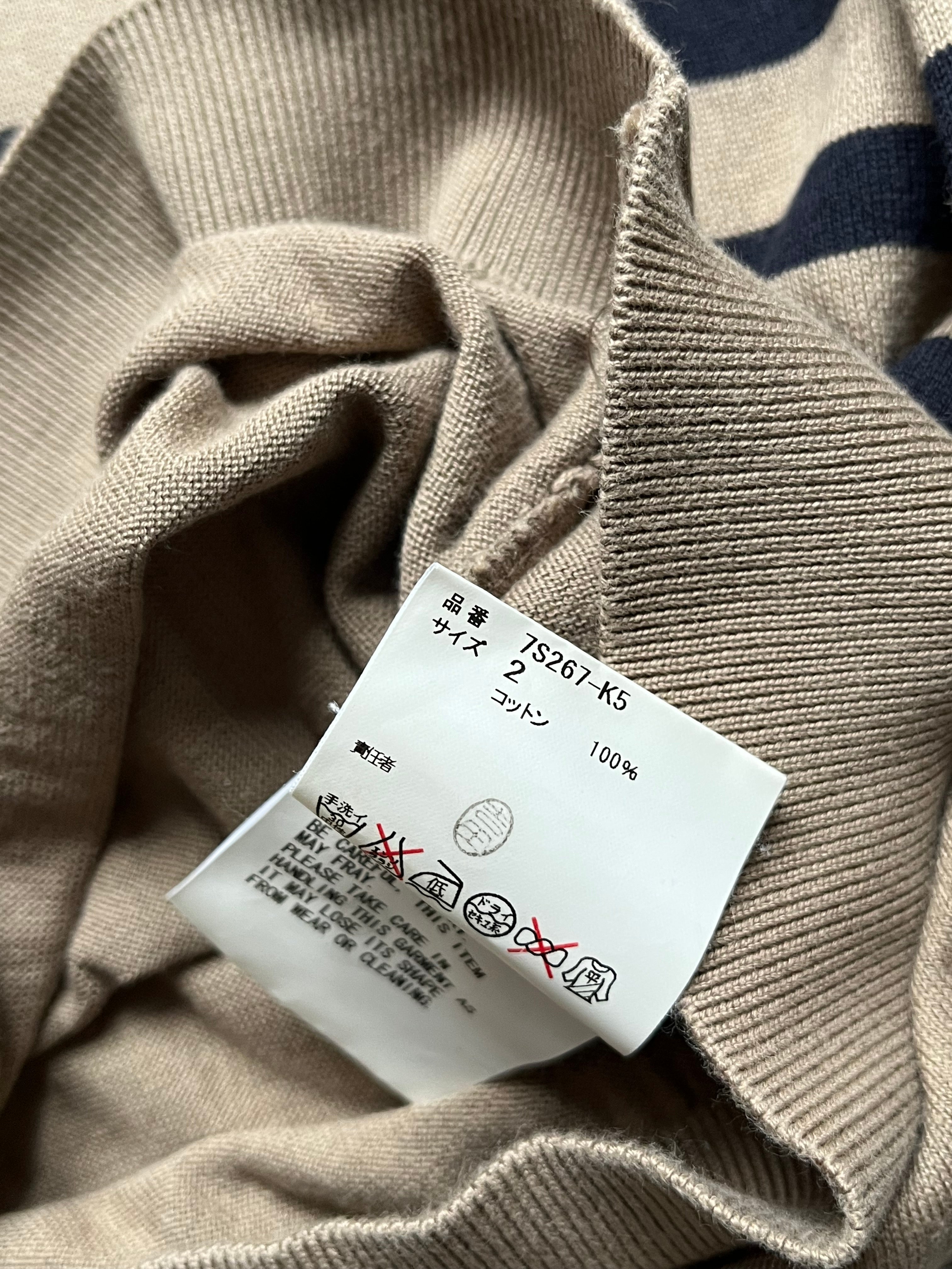 Undercover SS07 "Purple" striped knit sweater with purple and white stripes, showcasing a cozy, stylish knit fabric.