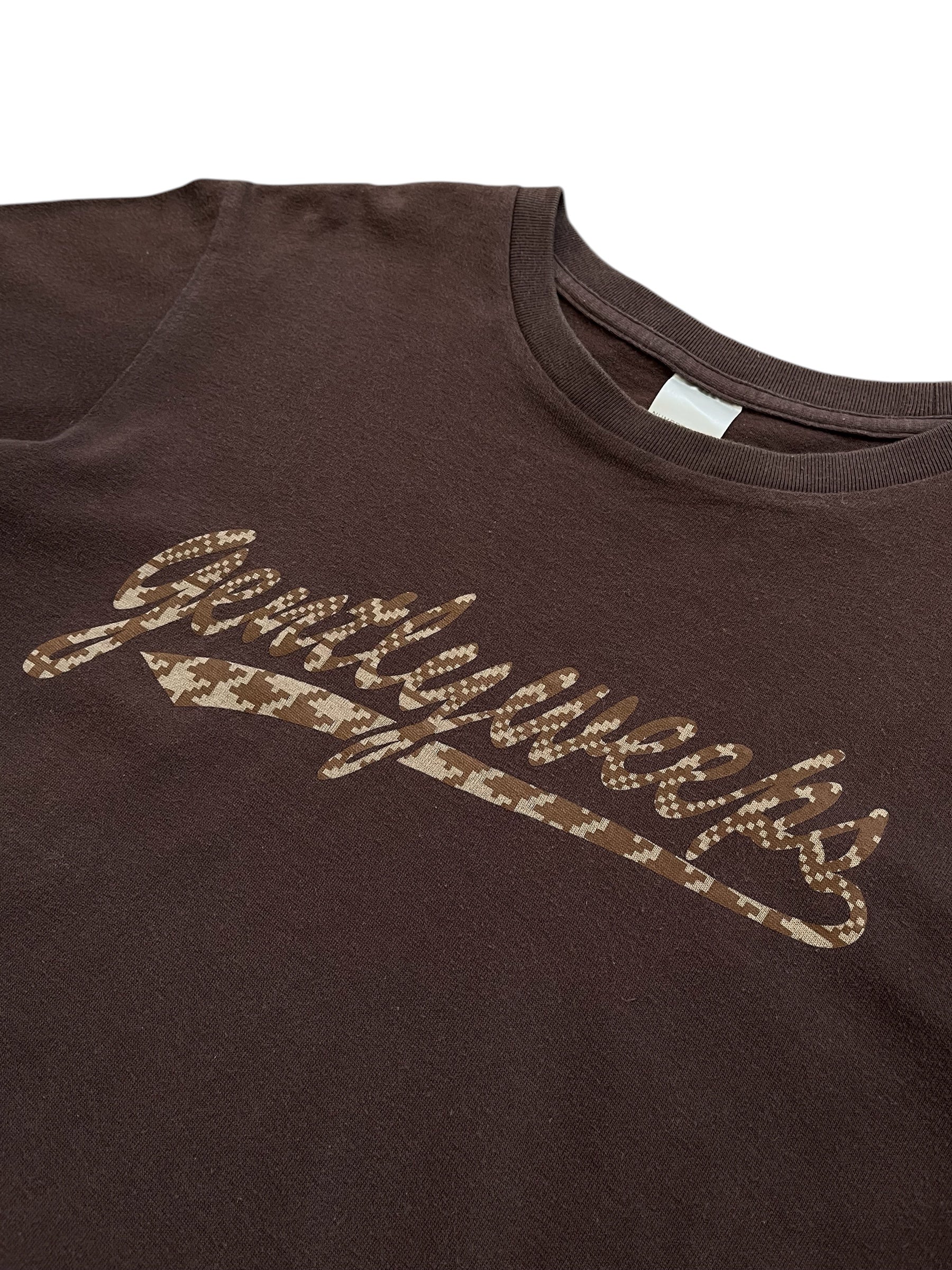 Number (N)ine AW02 "Nowhere Man" Gently Weeps T-shirt shown in black with graphic print on front.