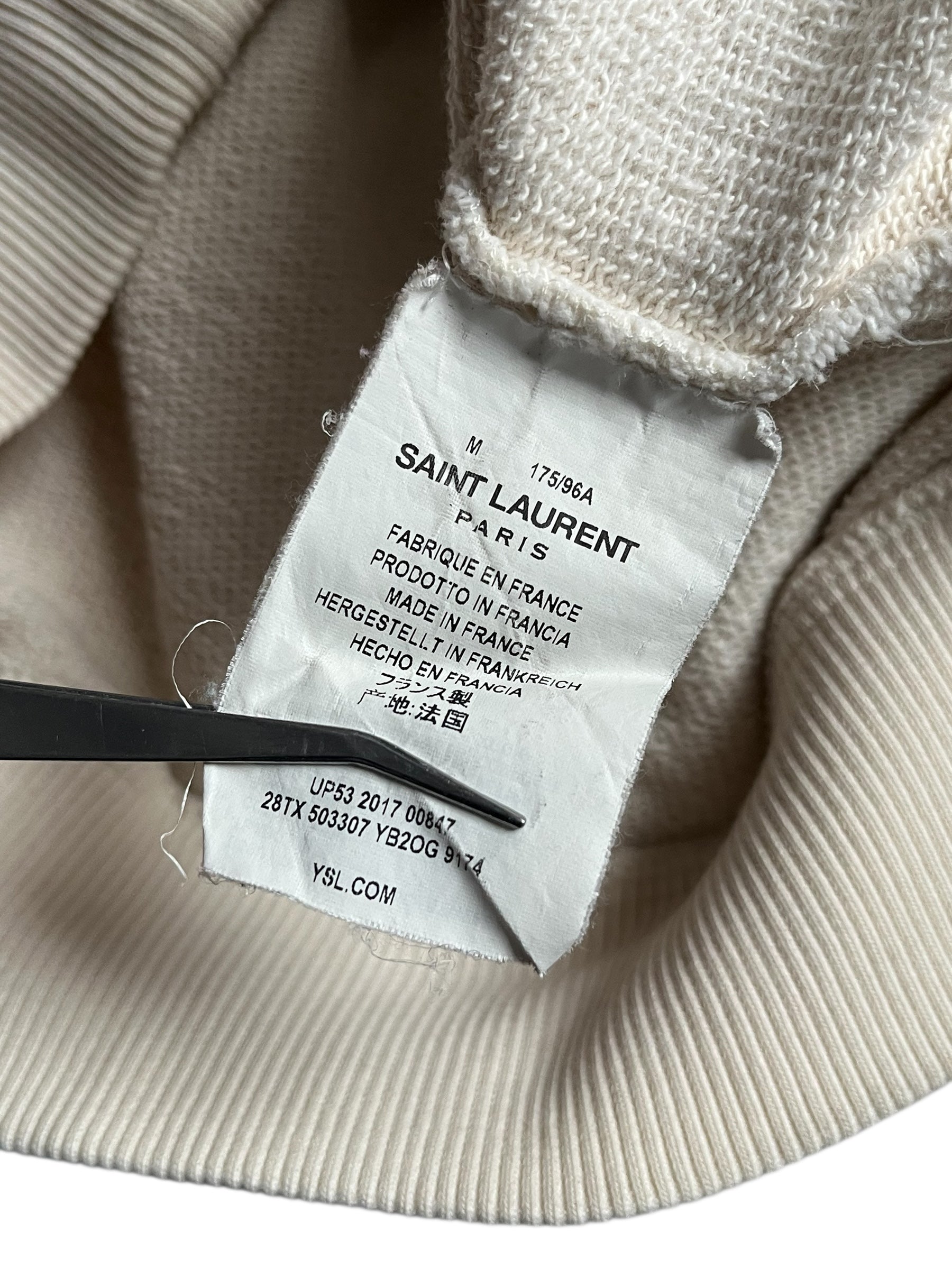 Saint Laurent SS17 Sunset Hoodie in soft fabric with a vibrant sunset graphic, casual style, and relaxed fit.