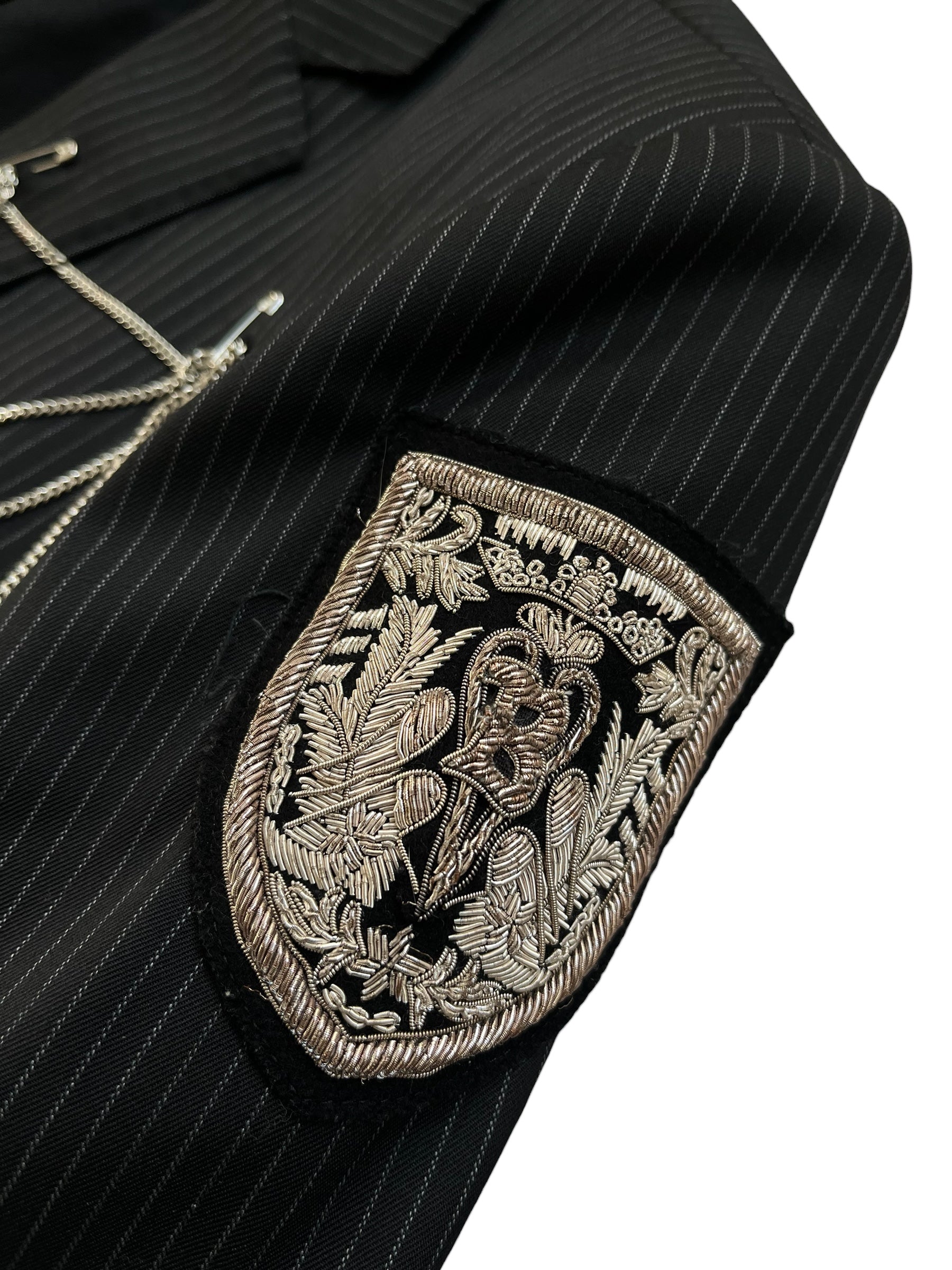 Balmain SS11 Scarab Medal blazer jacket with gold-toned embellishments, tailored fit, and classic lapel design.