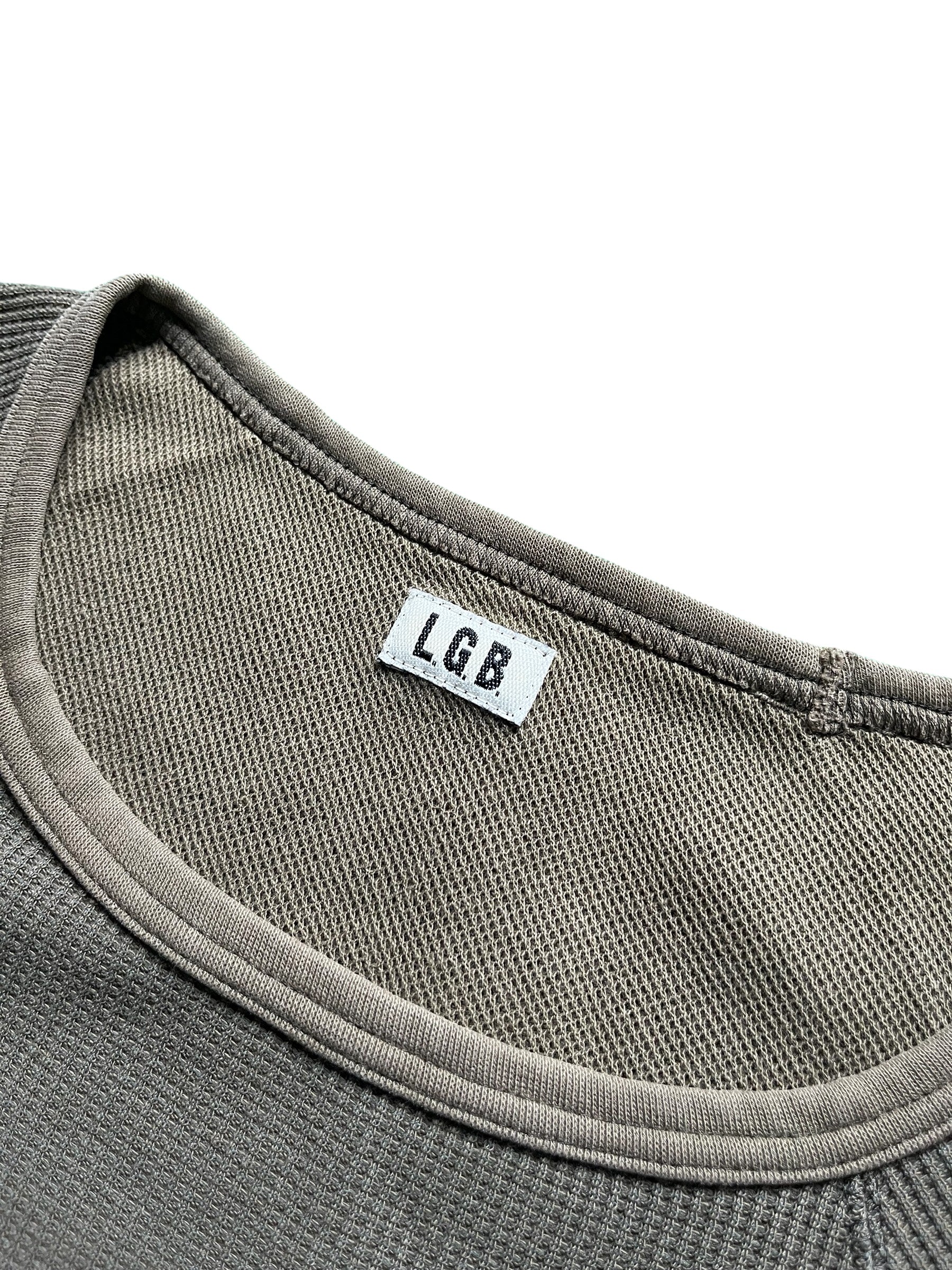 Le Grande Bleu military green long sleeve thermal shirt with ribbed cuffs and crew neckline, casual and comfortable for everyday wear.