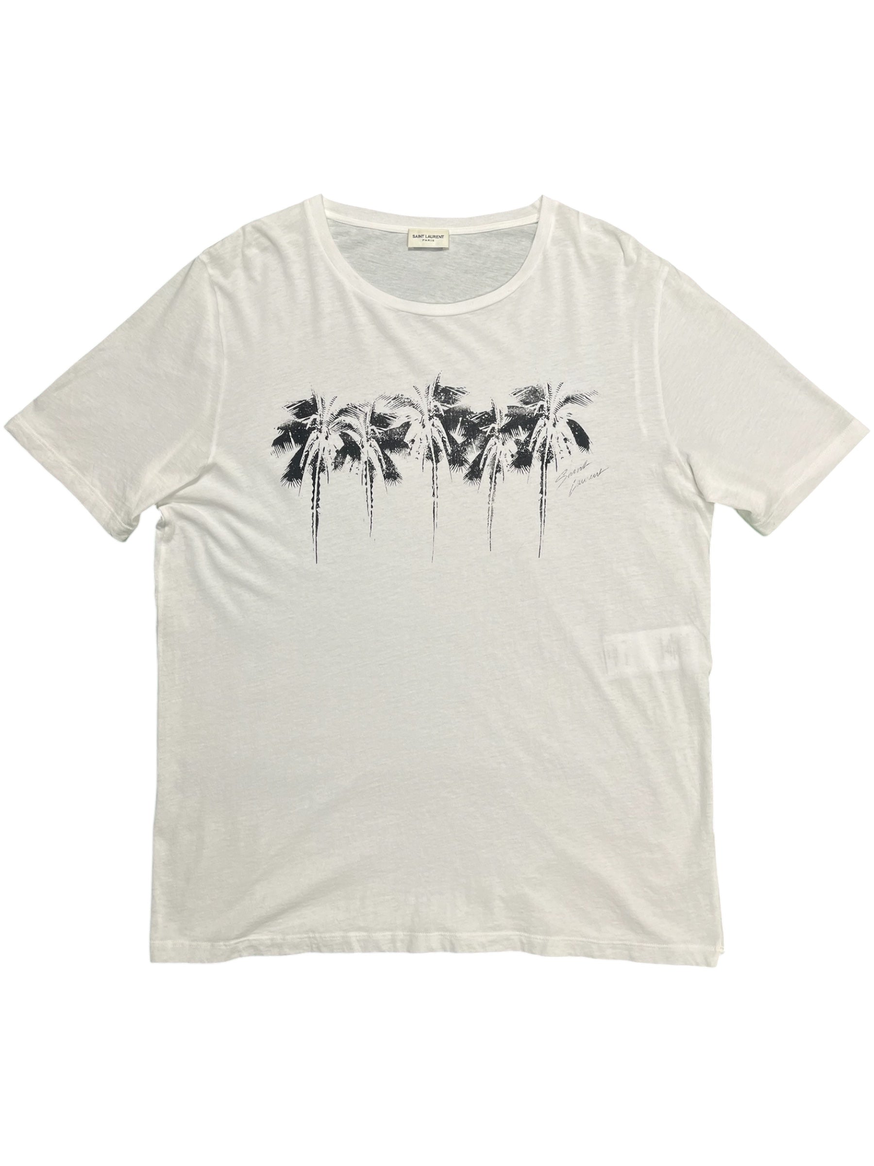 Saint Laurent SS19 palm tree T-shirt featuring a graphic print on soft cotton fabric.